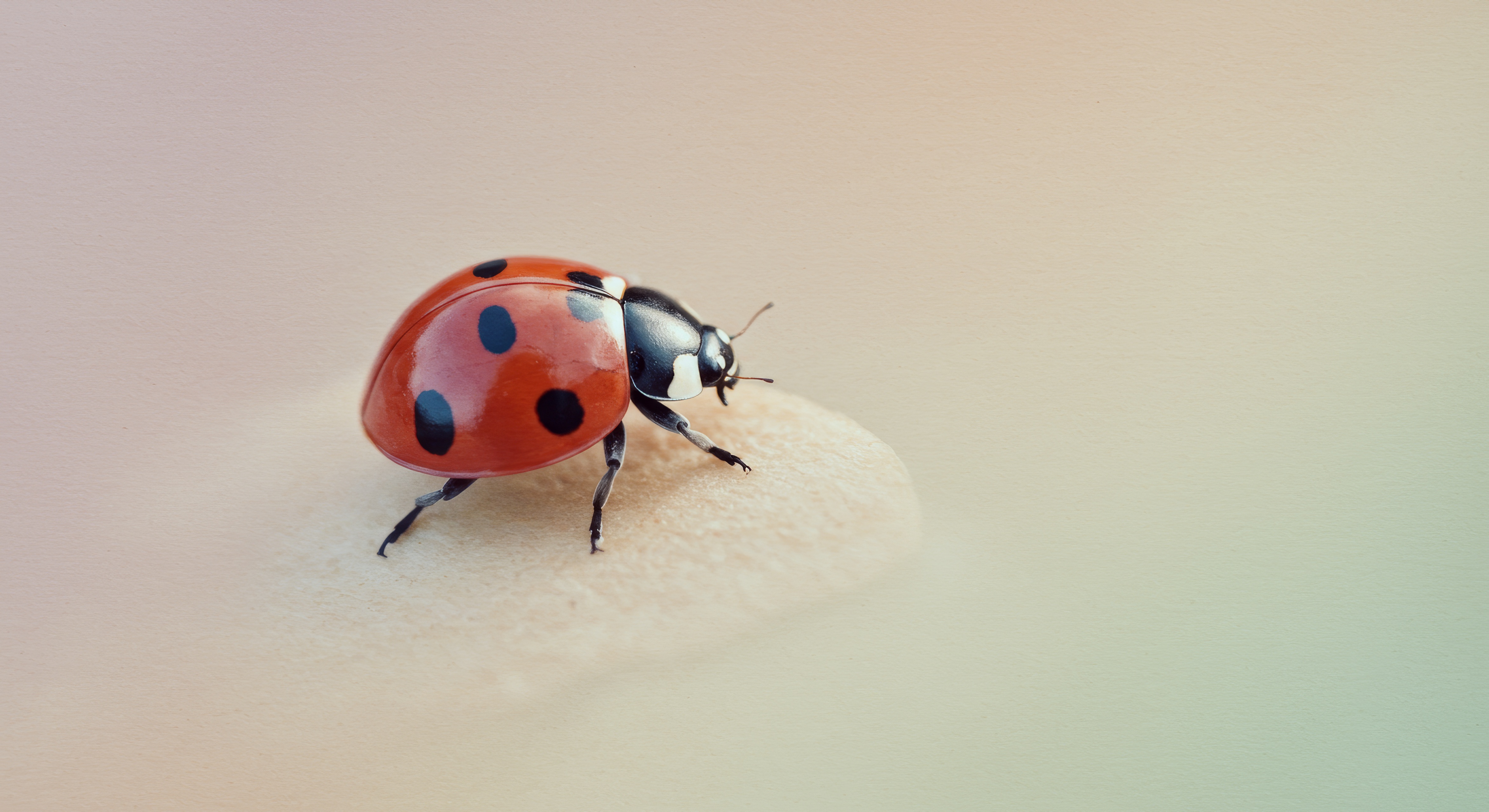 Бесплатное фото Божья коровка на песке, на зеленом фоне