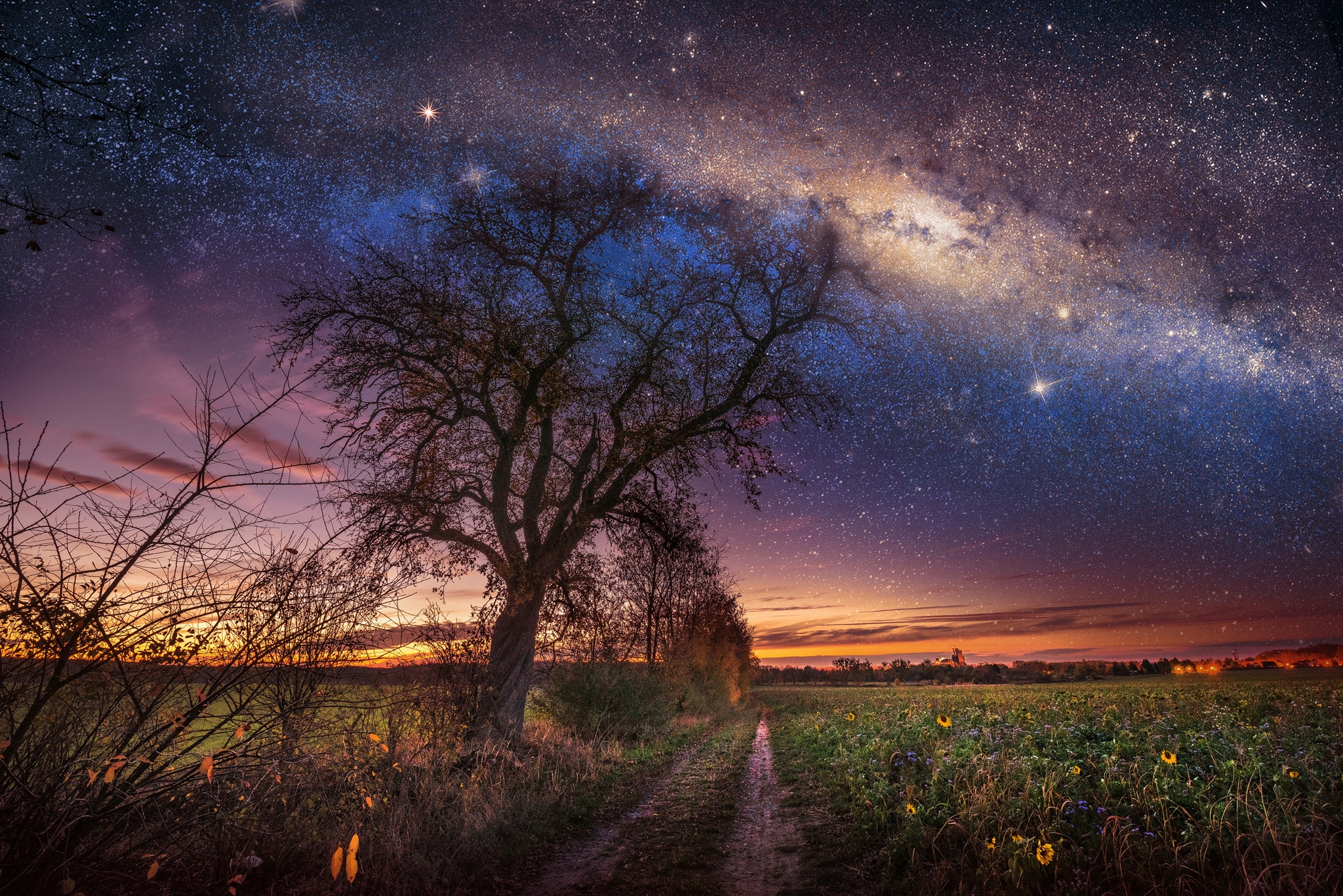 Wallpapers milky way road landscape on the desktop