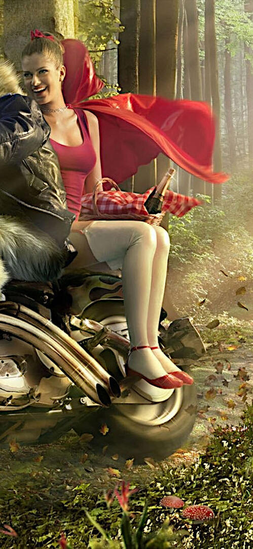 Бесплатное фото Красная шапочка и серый волк для взрослых