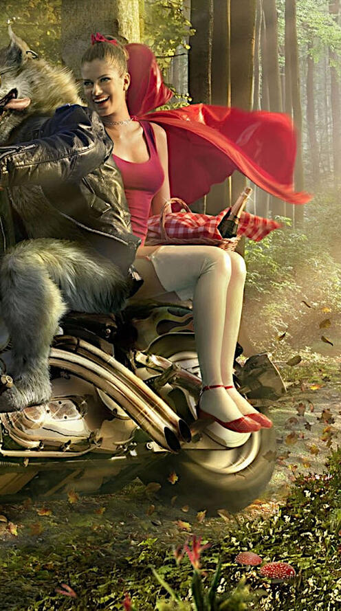 Бесплатное фото Красная шапочка и серый волк для взрослых