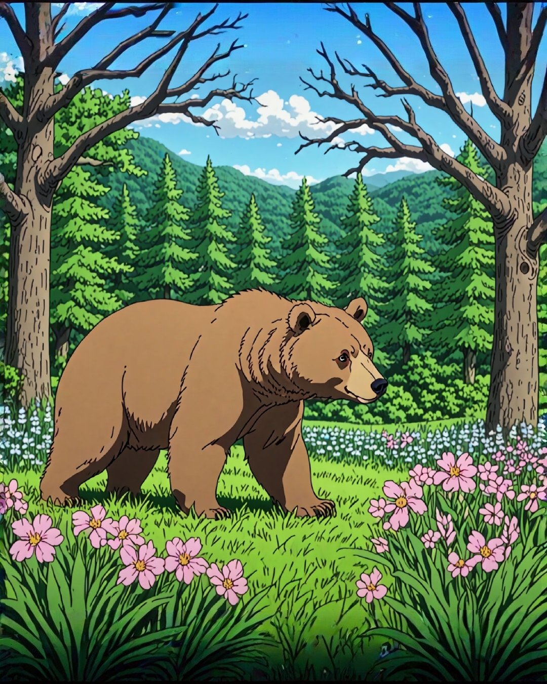 免费照片茂密森林中的大棕熊