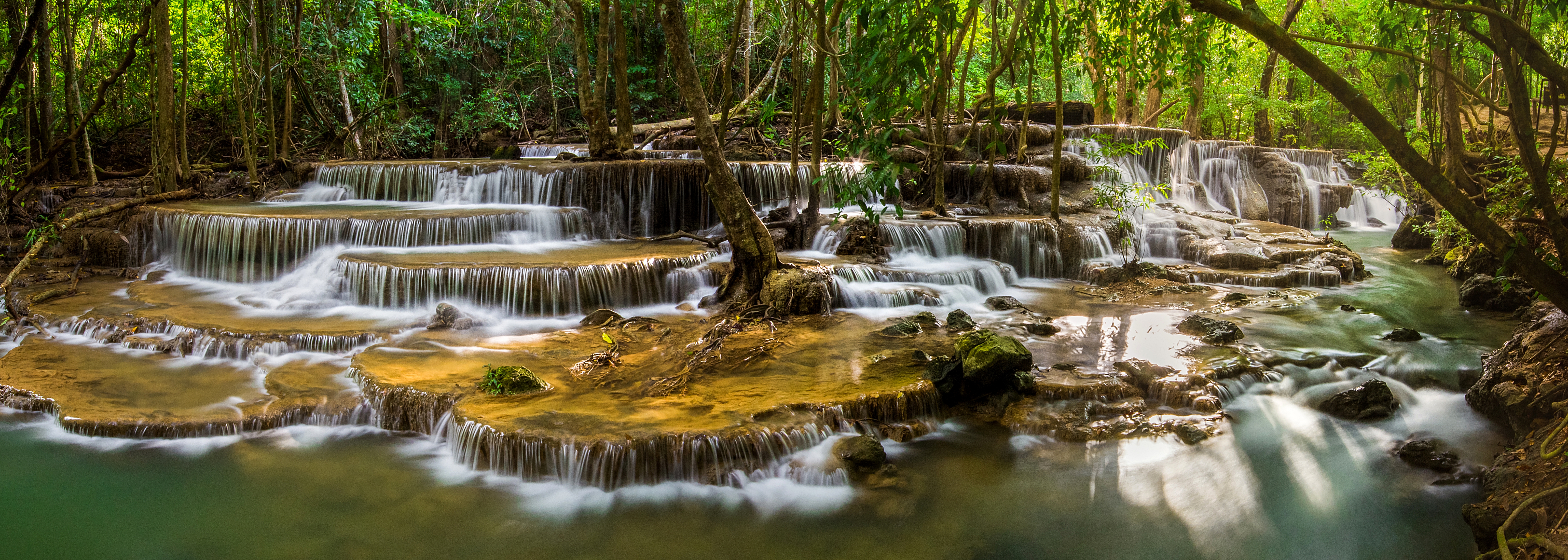 Обои The Huai Mae Khamin Waterfall водопад каскад на рабочий стол