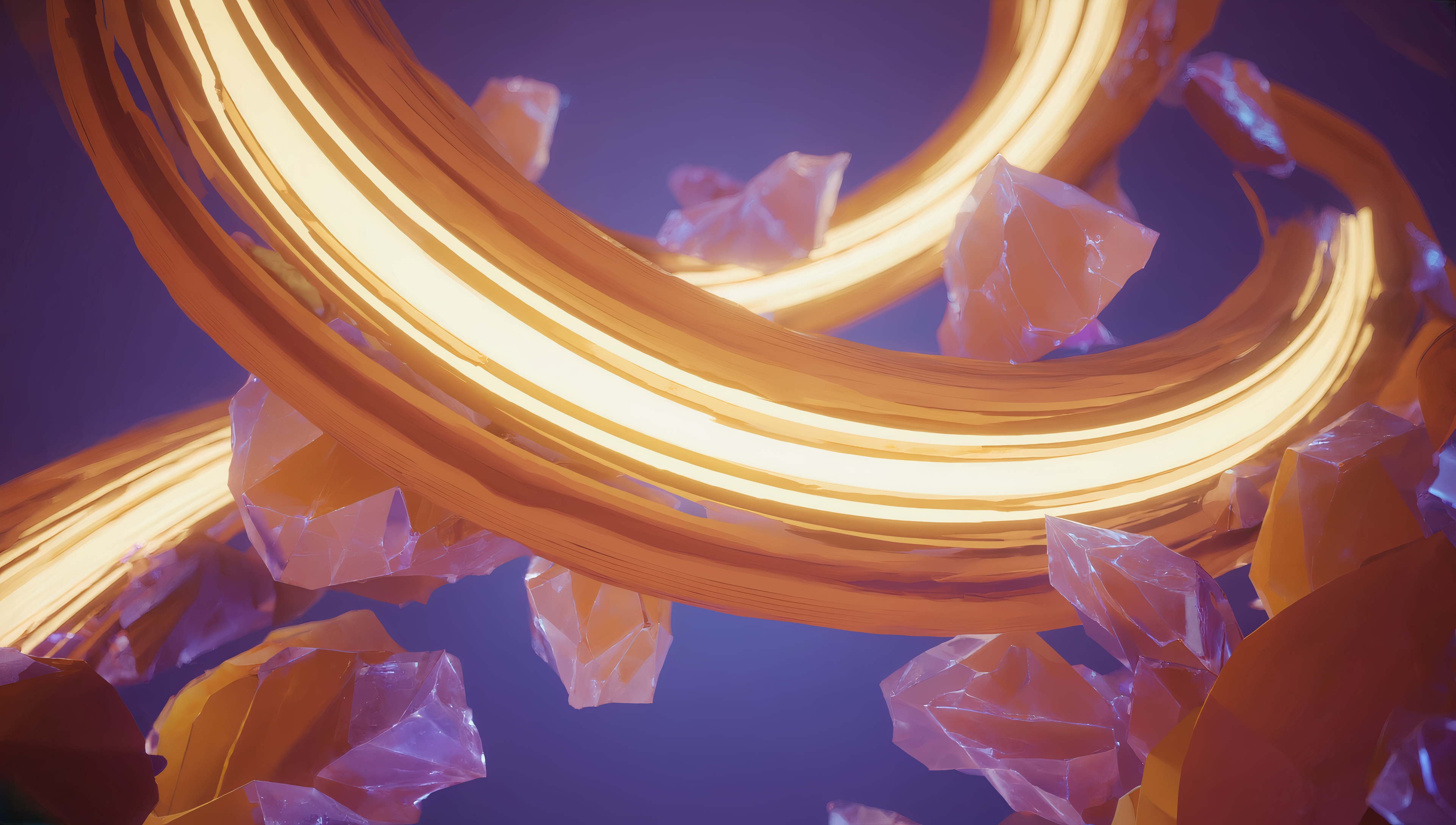 Бесплатное фото Абстрактная картина на которой объём пересекает несколько светящихся полос