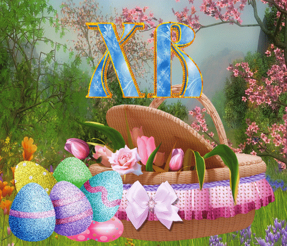 Postcard on the theme basket flowers easter download for free