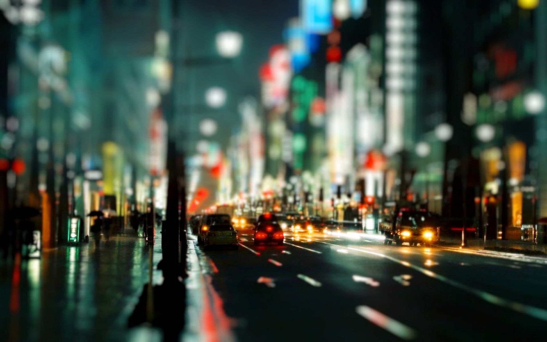 Wallpapers automobiles depth of field night city on the desktop