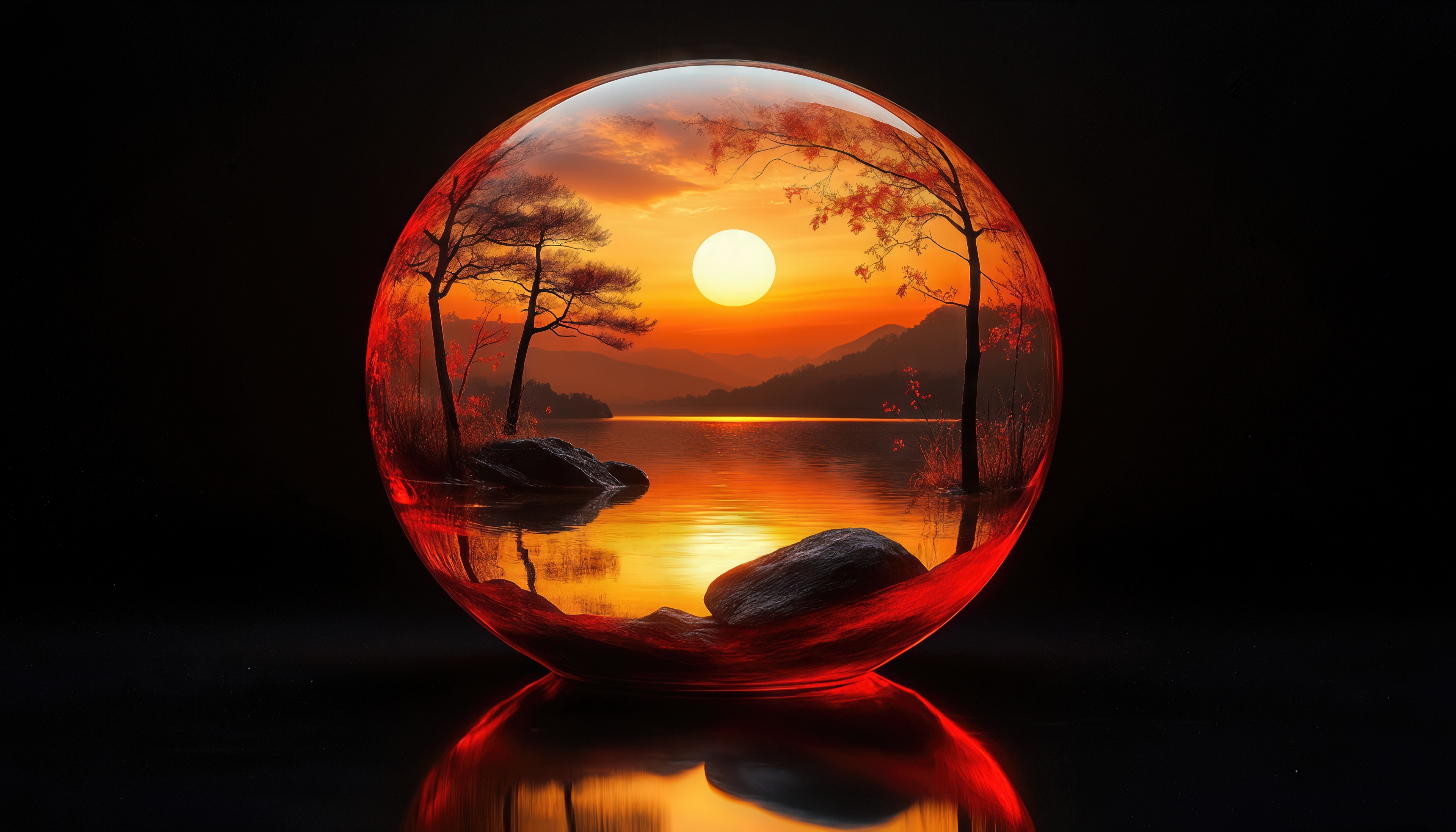 桌面上的壁纸水晶球 日落 景观