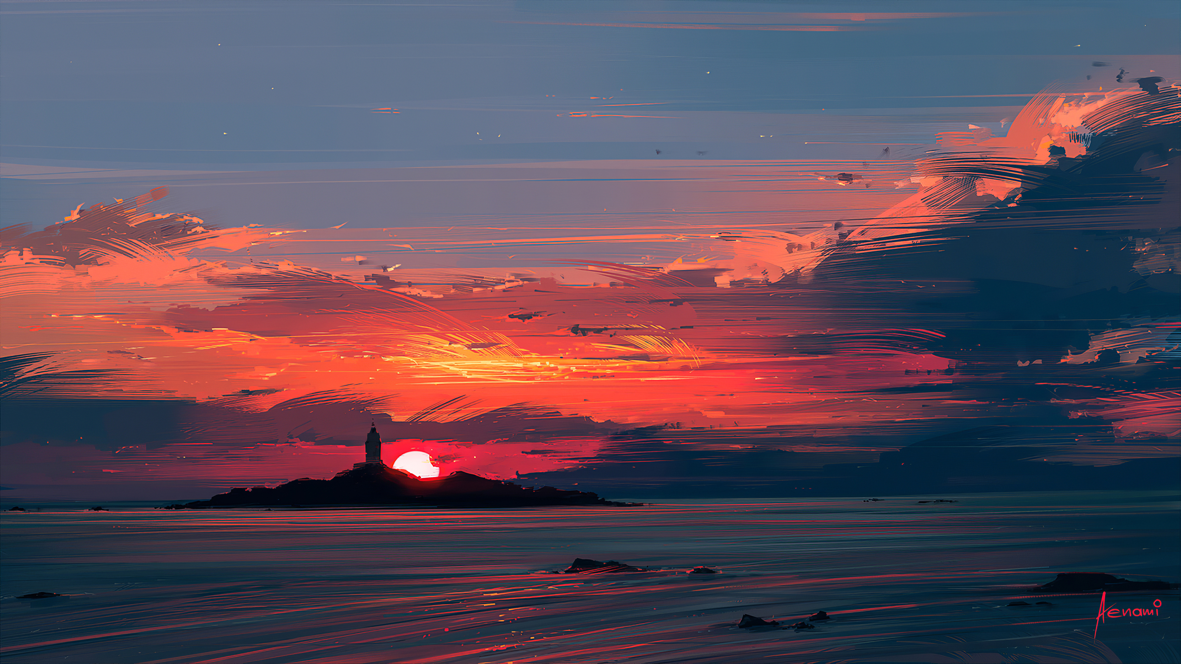 Wallpapers artstation sunset artwork on the desktop