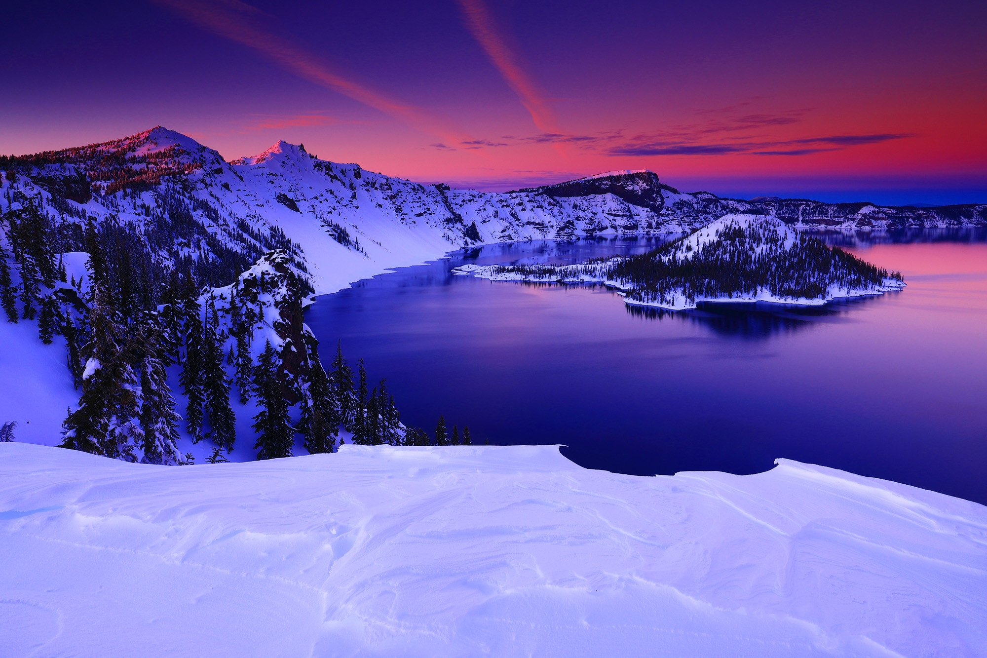 Wallpapers Crater Lake National Park Oregon sunset on the desktop