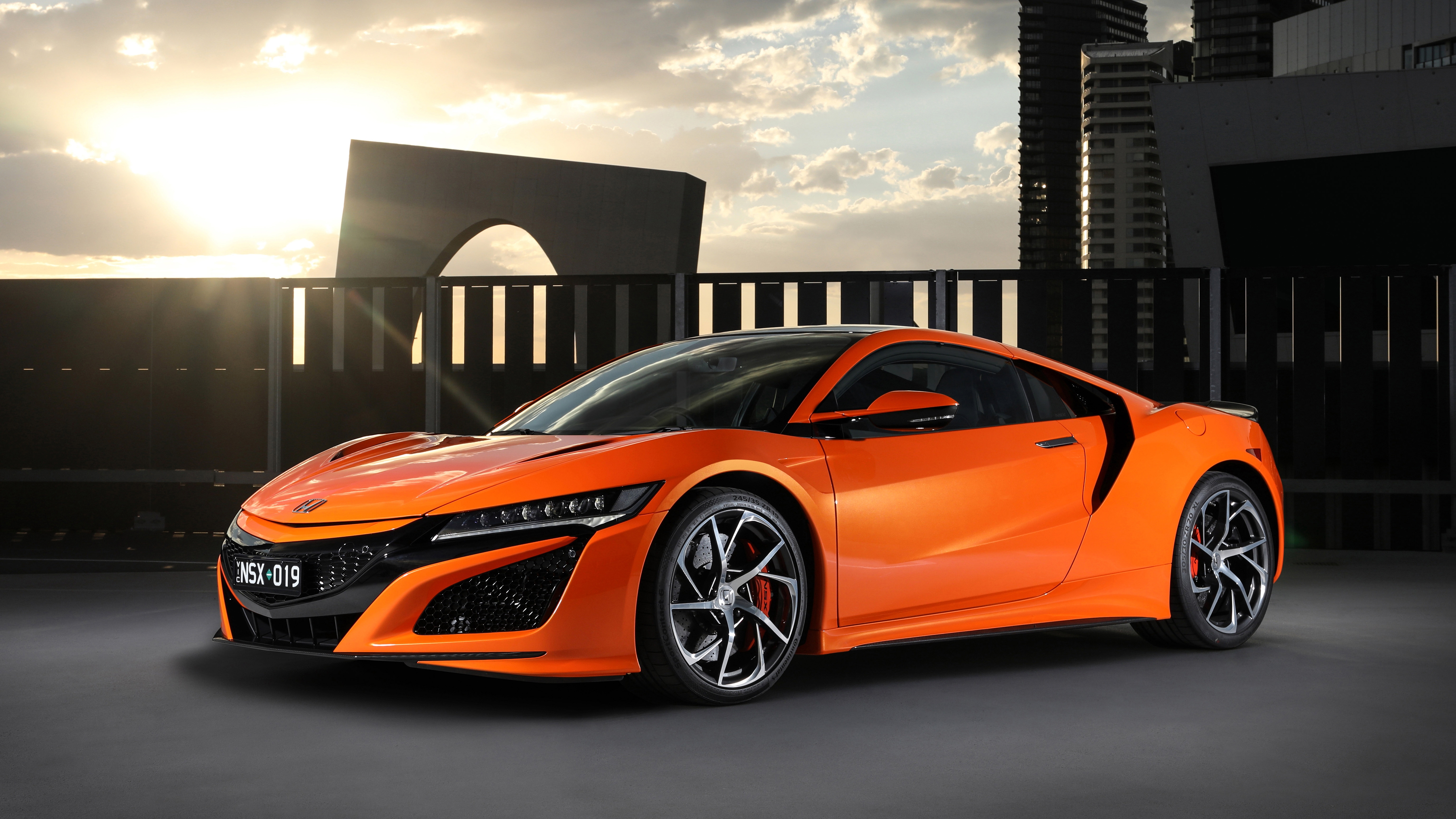 Wallpapers honda nsx 2019 orange side view on the desktop