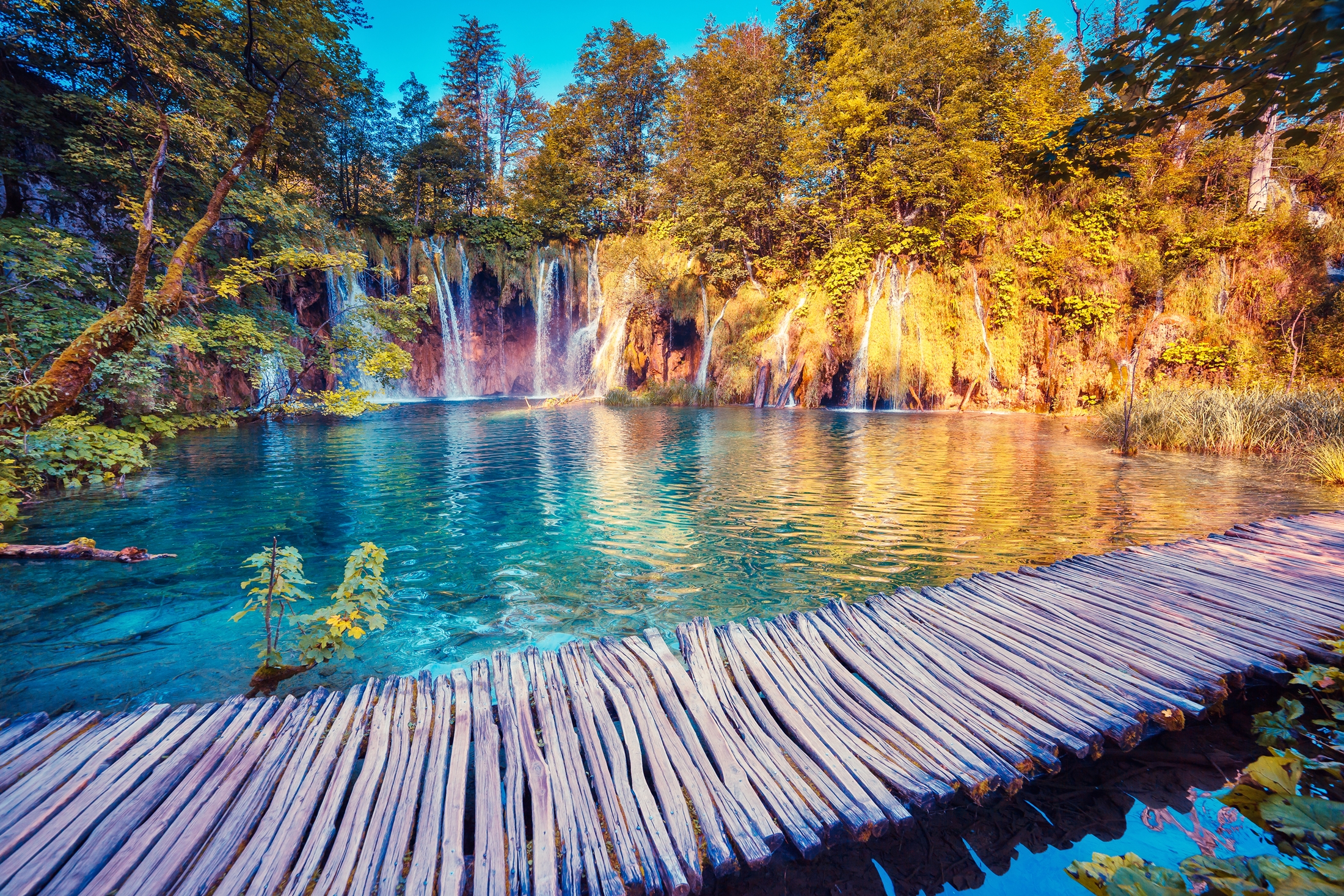 Wallpapers bridge national Park Plitvice lakes waterfall on the desktop