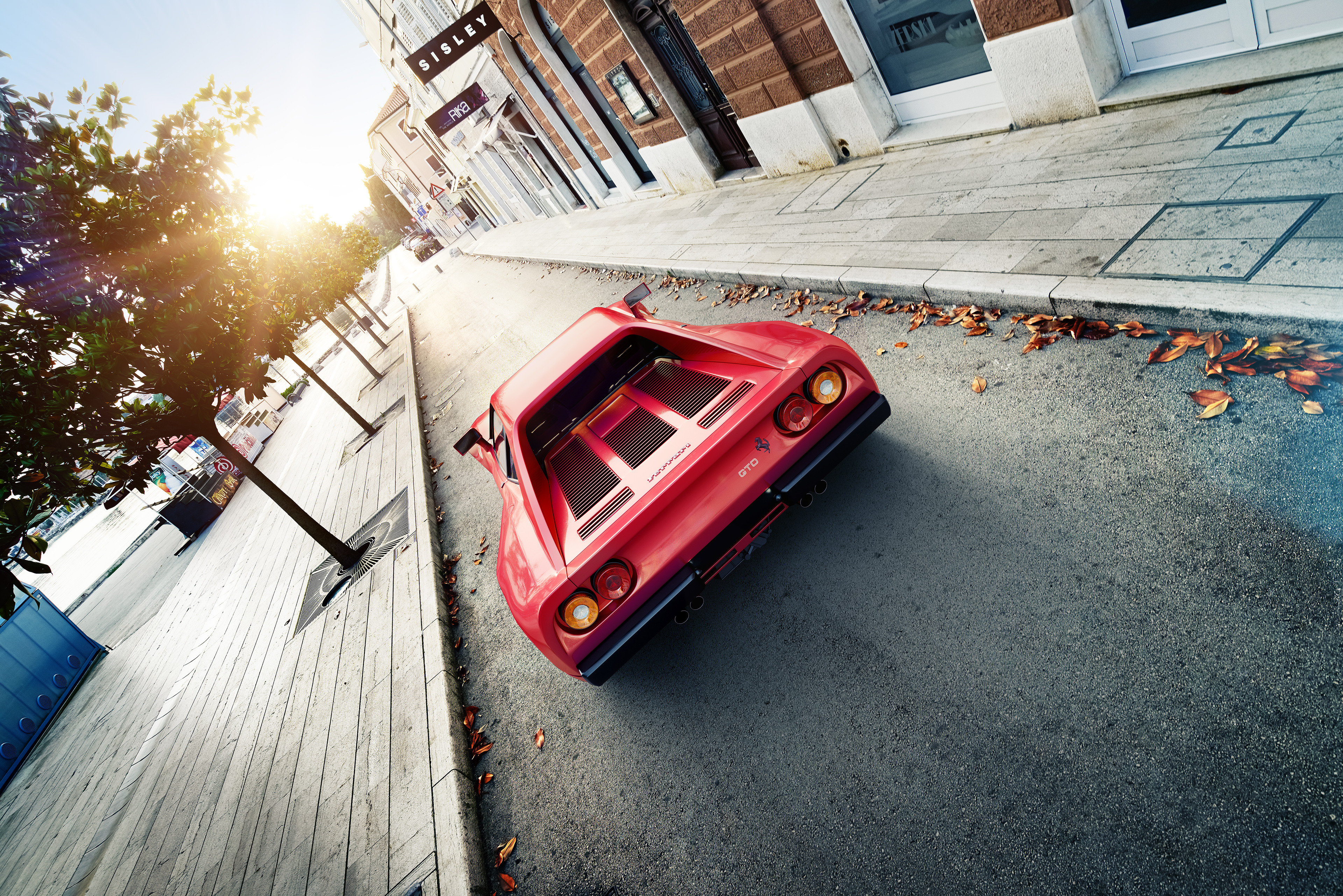 Бесплатное фото Изображение красной ferrari 288 gto вид сзади