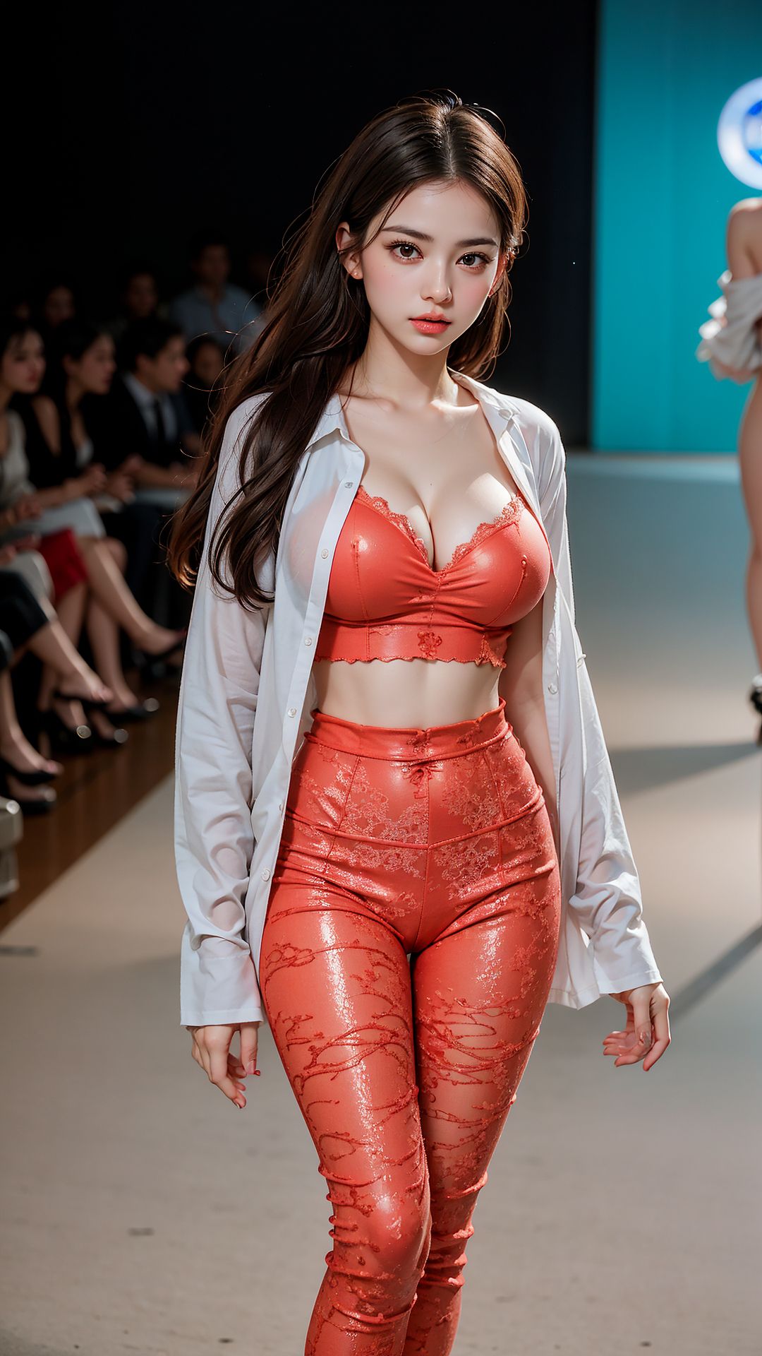 红衣女郎在T台上