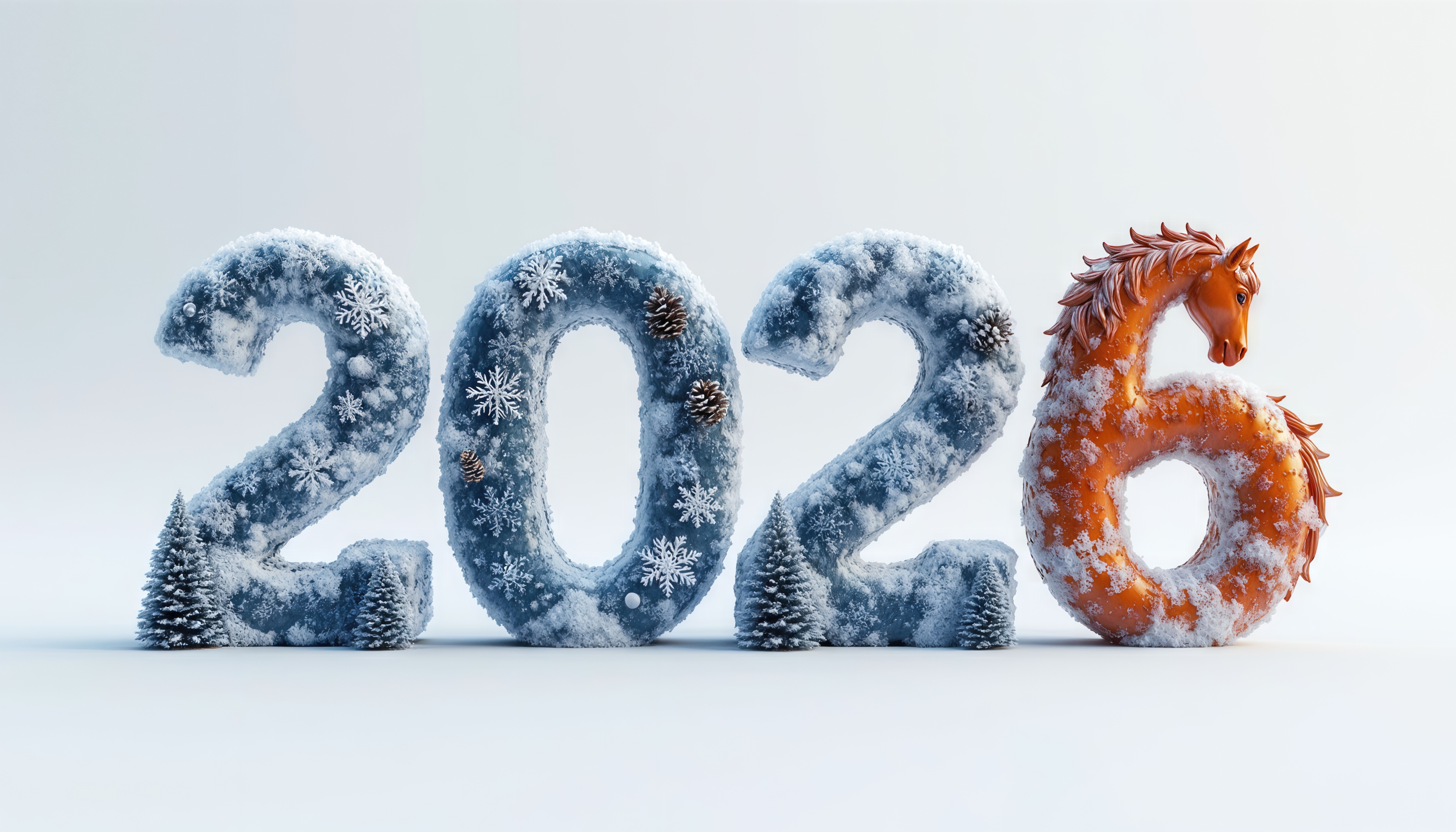Морозная магия 2026: цифры в снегу и символ года - лошадь!