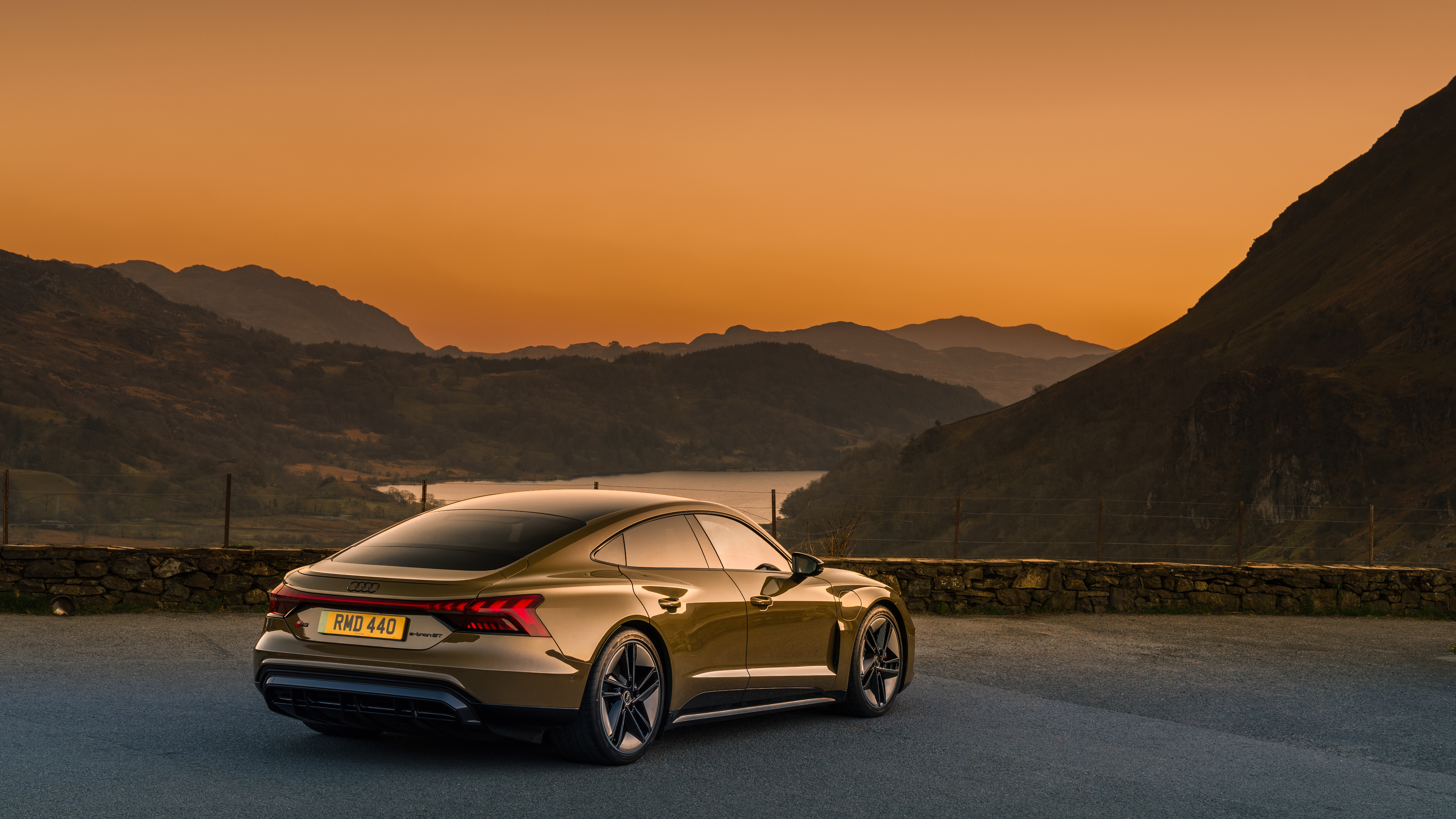 Free photo Audi e-tron at sunset rear view