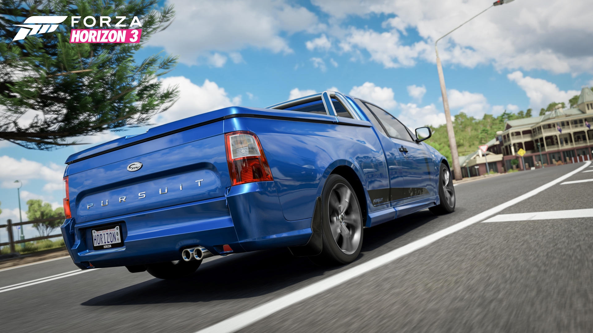 Free photo Blue pickup truck in the game forza horizon 3