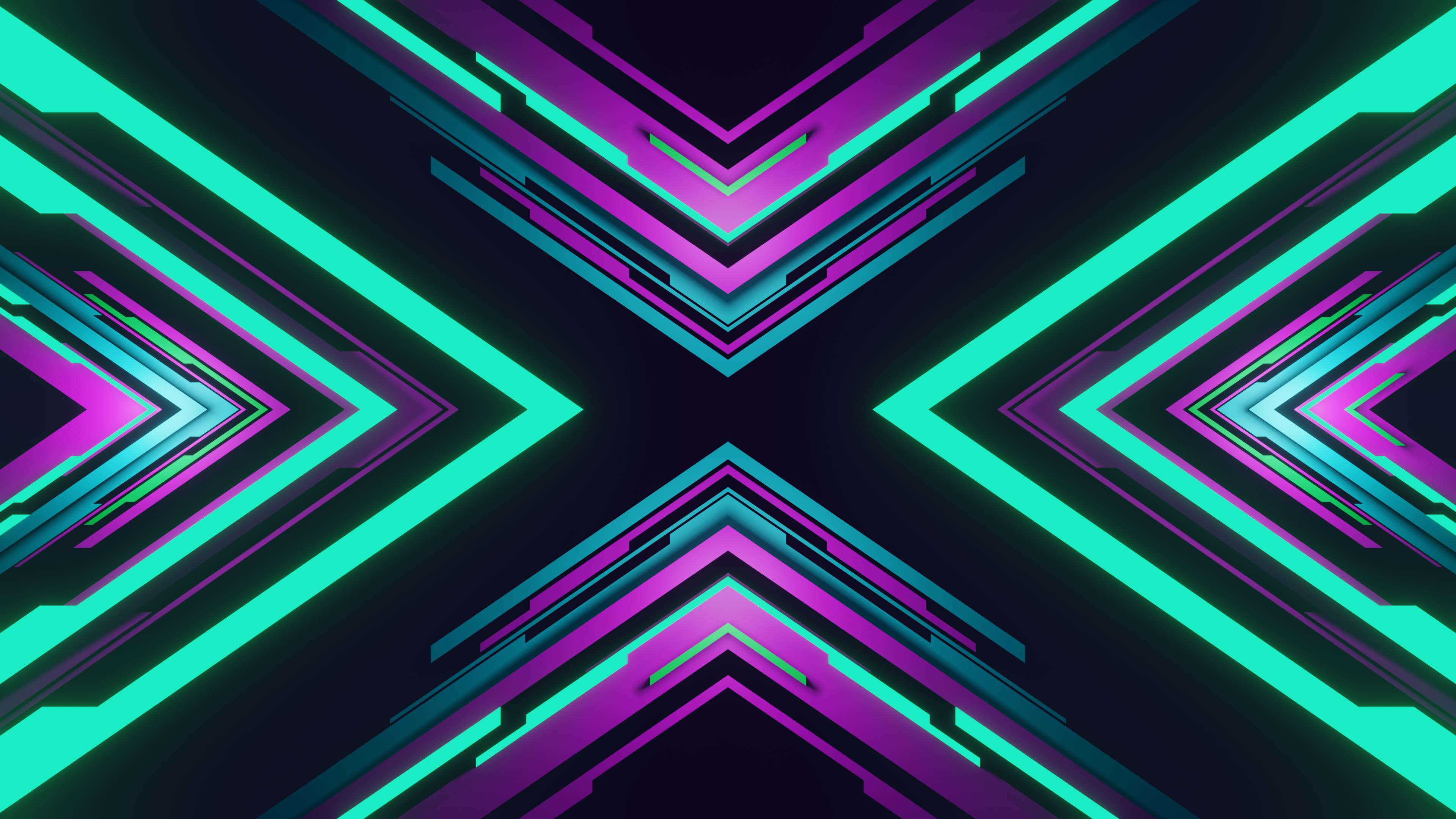 Обои обои треугольники неоновые будущем на рабочий стол