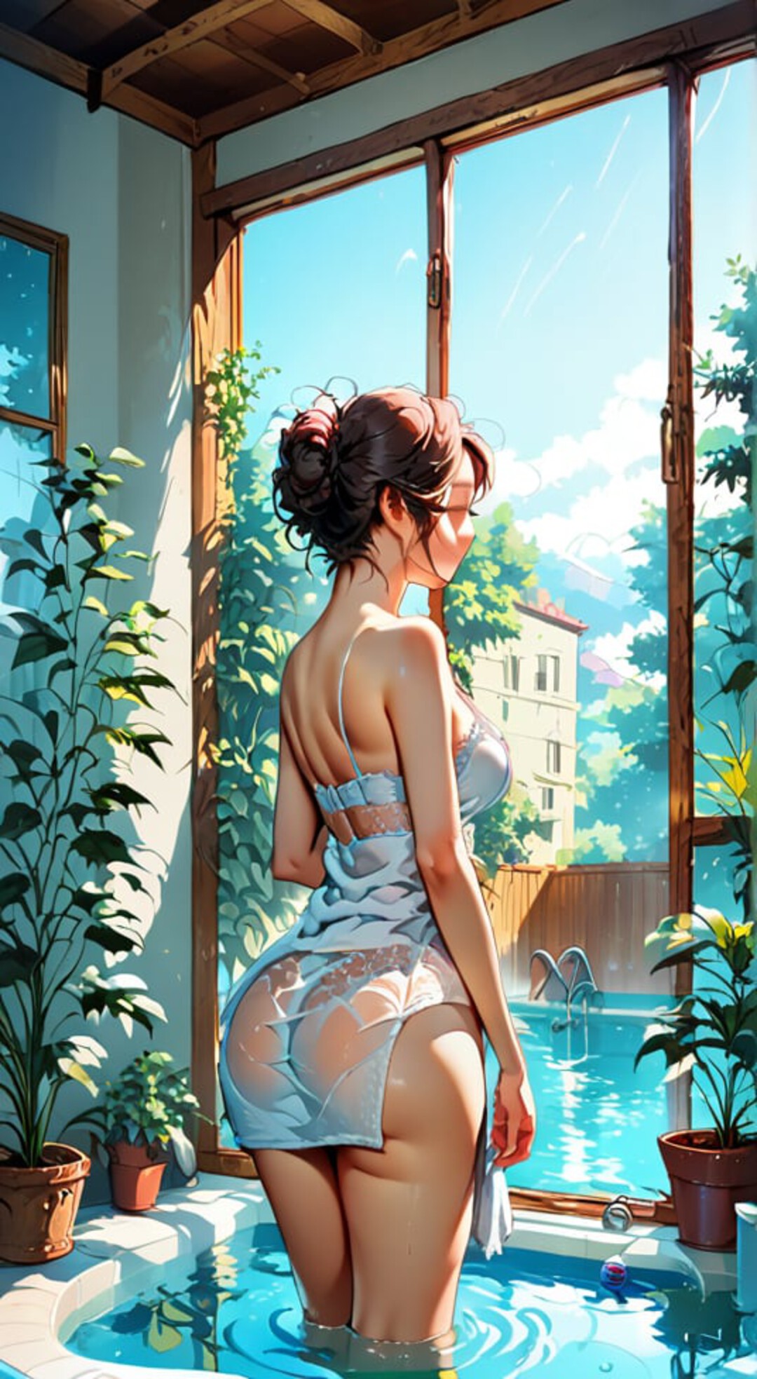 免费照片浴室窗边的动漫