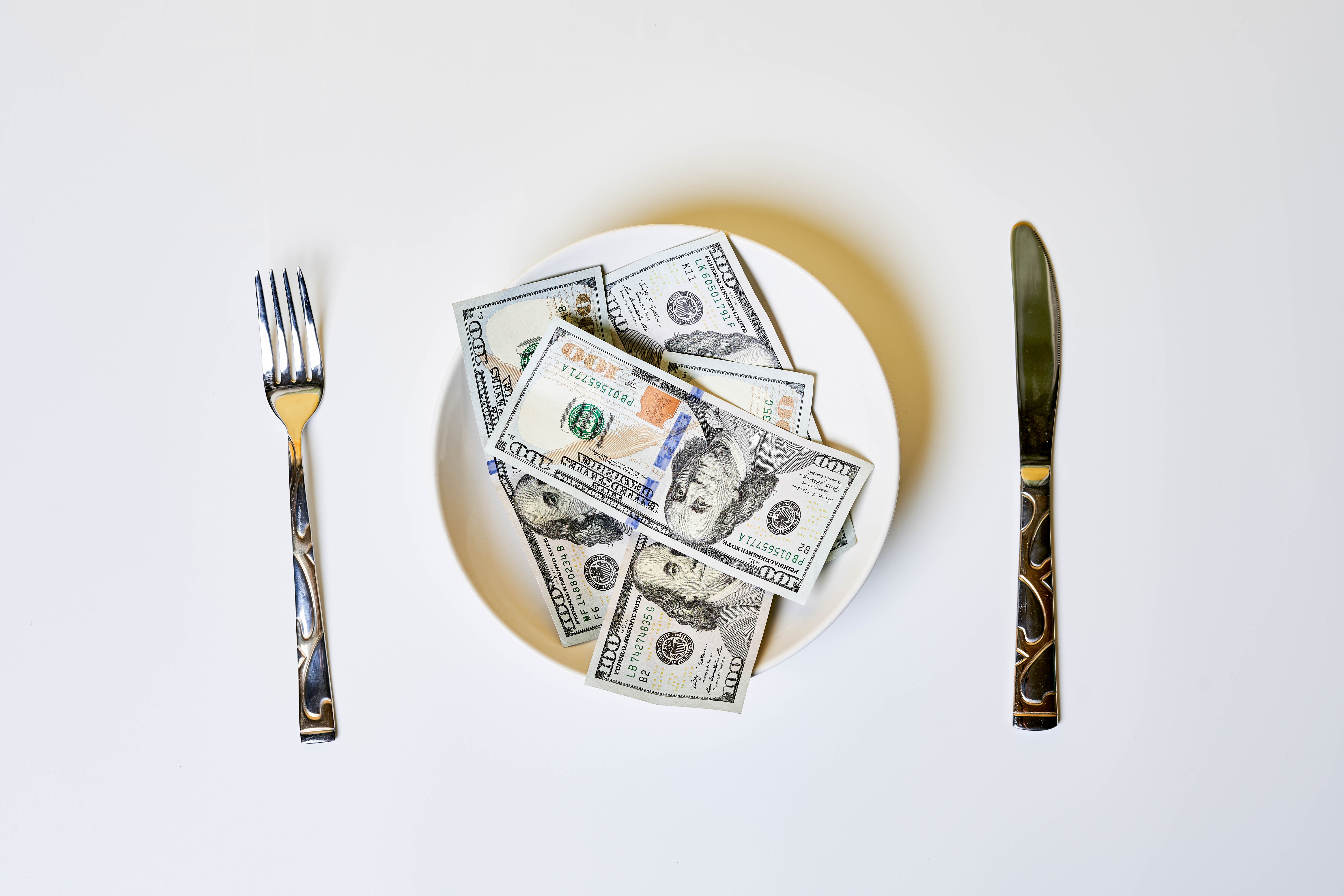 Wallpapers dollars knife fork on the desktop