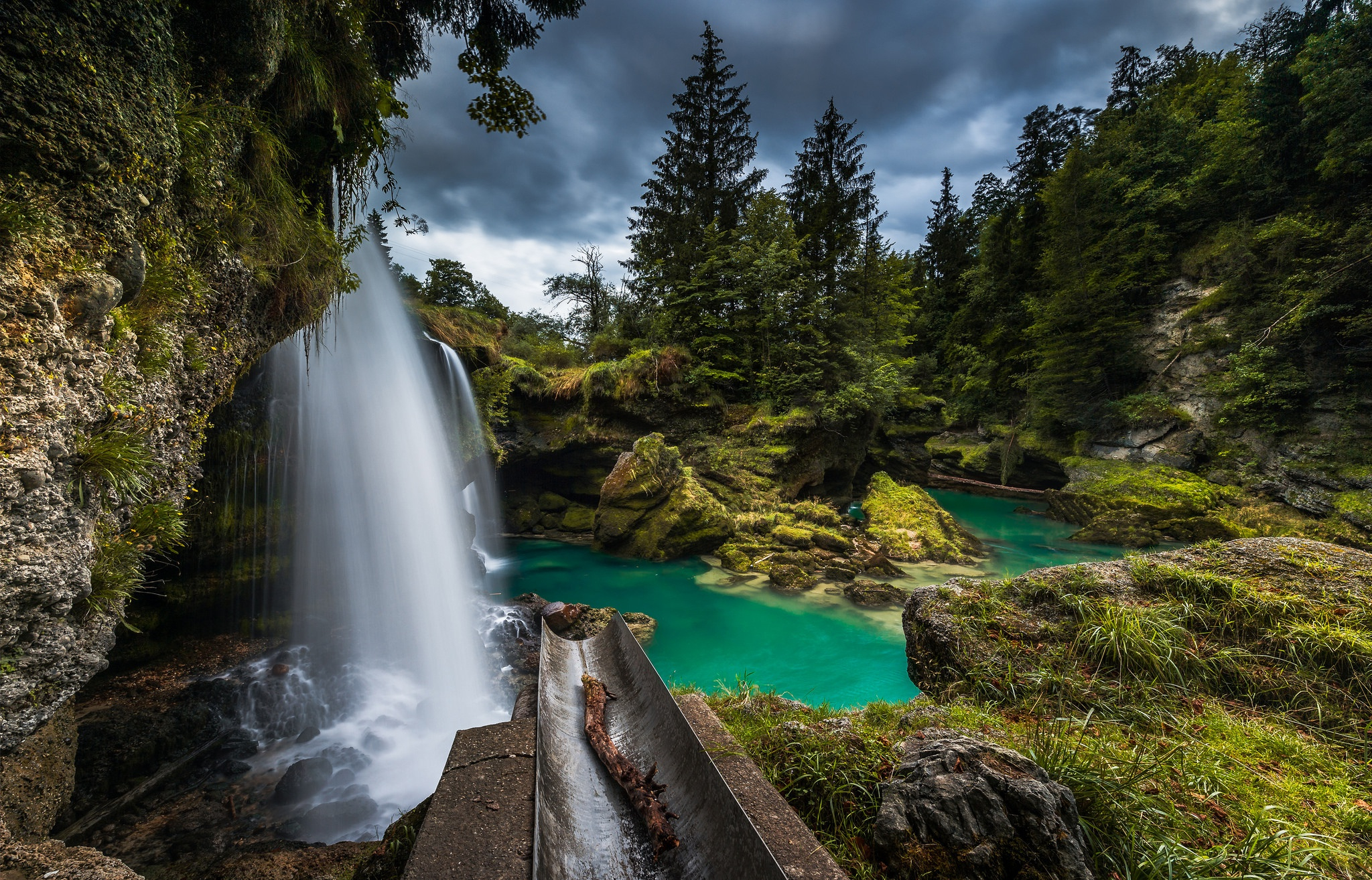 Free photo Australian nature with a waterfall creating a river