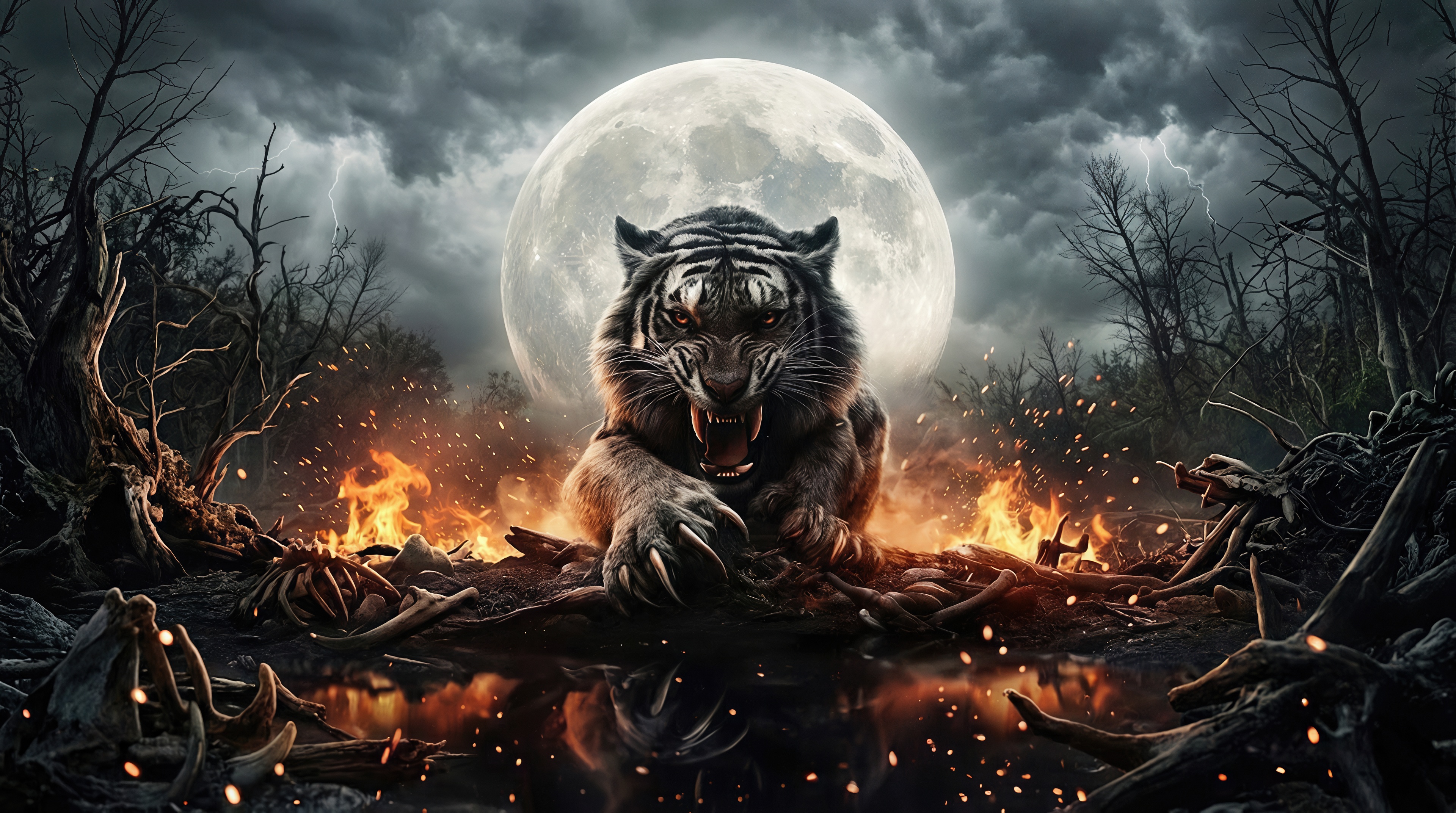 Wallpapers tiger predator monster on the desktop