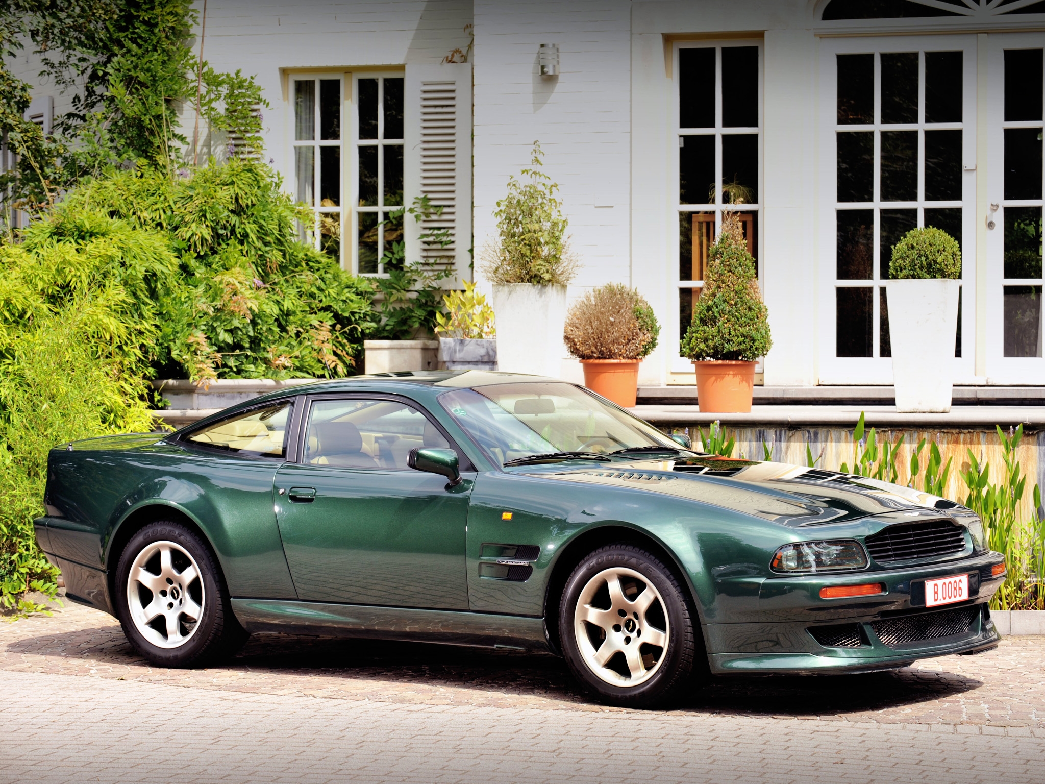 Free photo A green oasis and a sports car