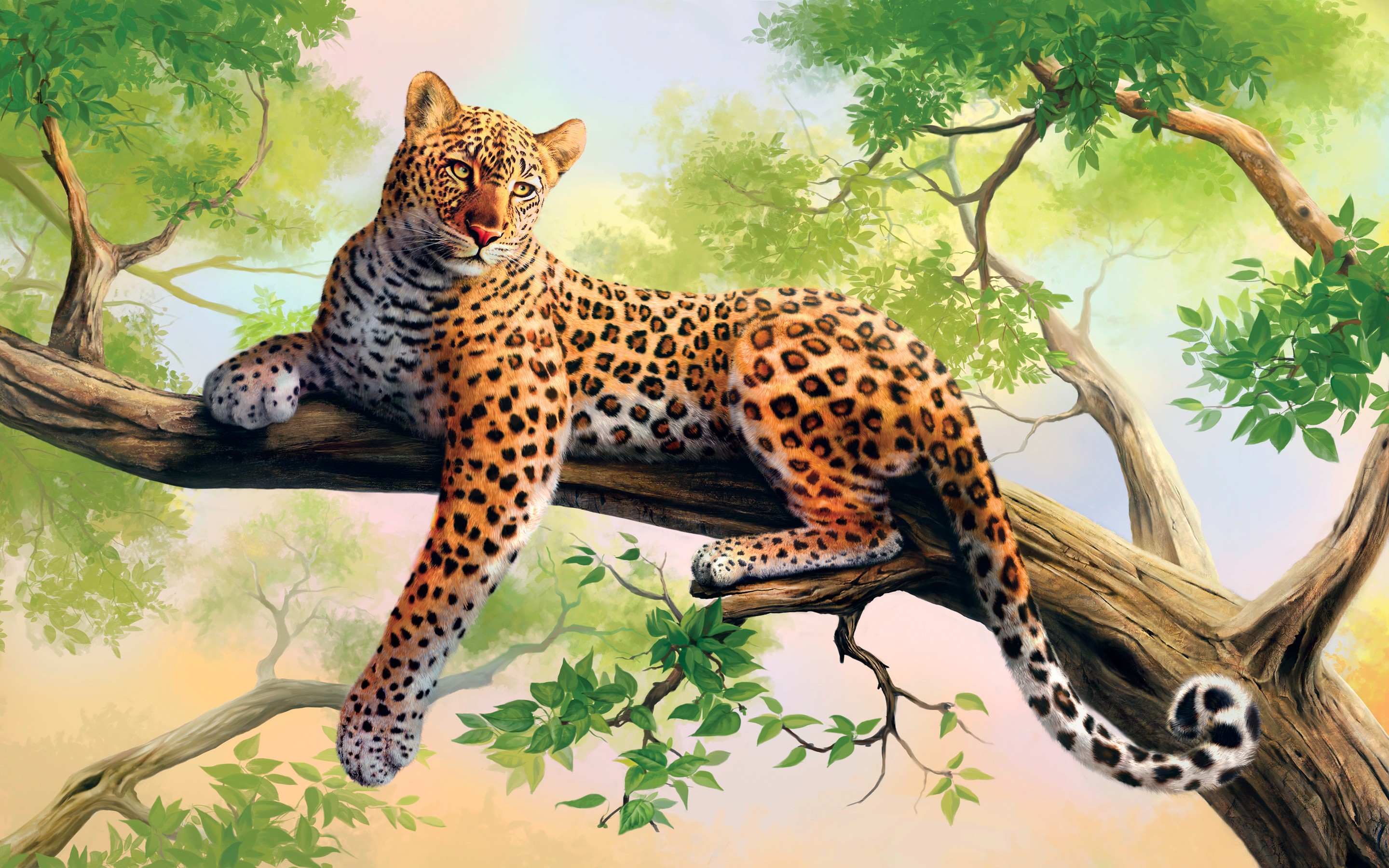 Wallpapers leopard animals art on the desktop