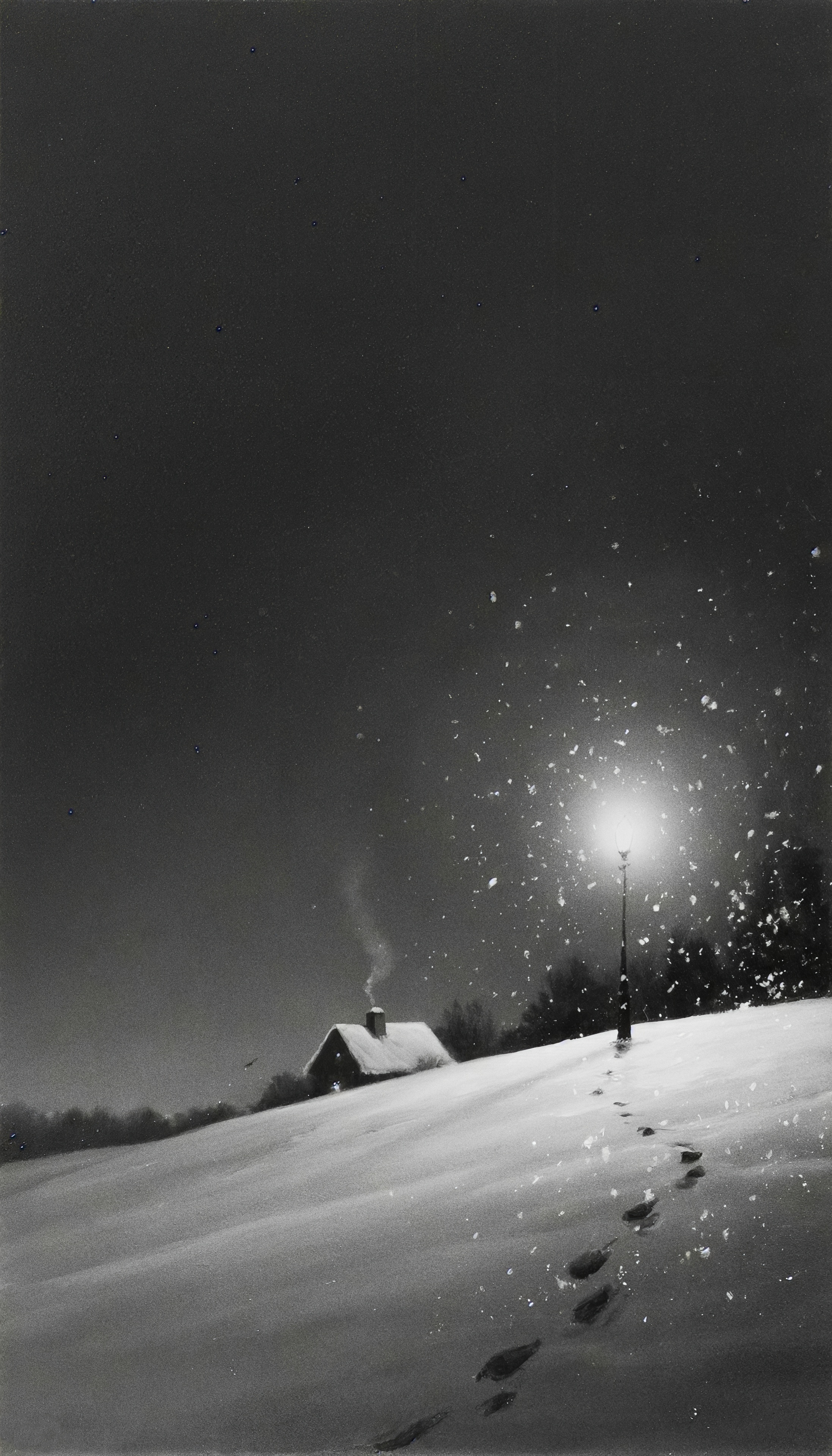 Wallpapers winter night snowfall on the desktop