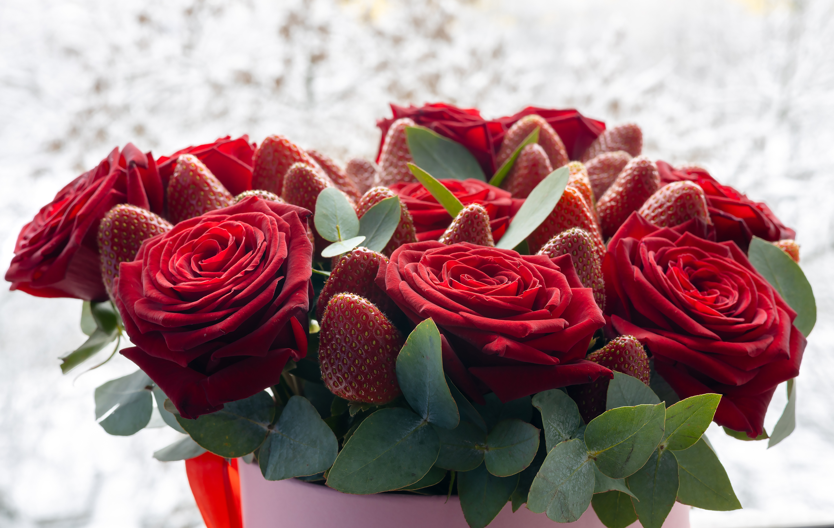 Red roses in a bouquet