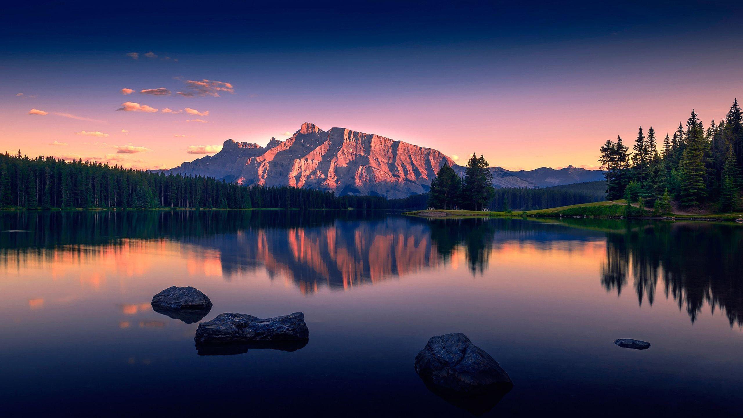 Free photo Lake of the woods and the lonely mountain