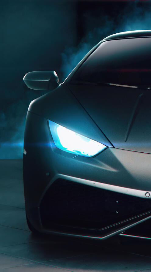 Бесплатное фото Цифровое искусство серой Ламборгини