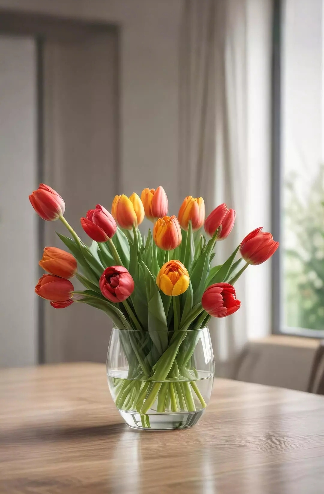 Бесплатное фото Тюльпаны в вазе на столе