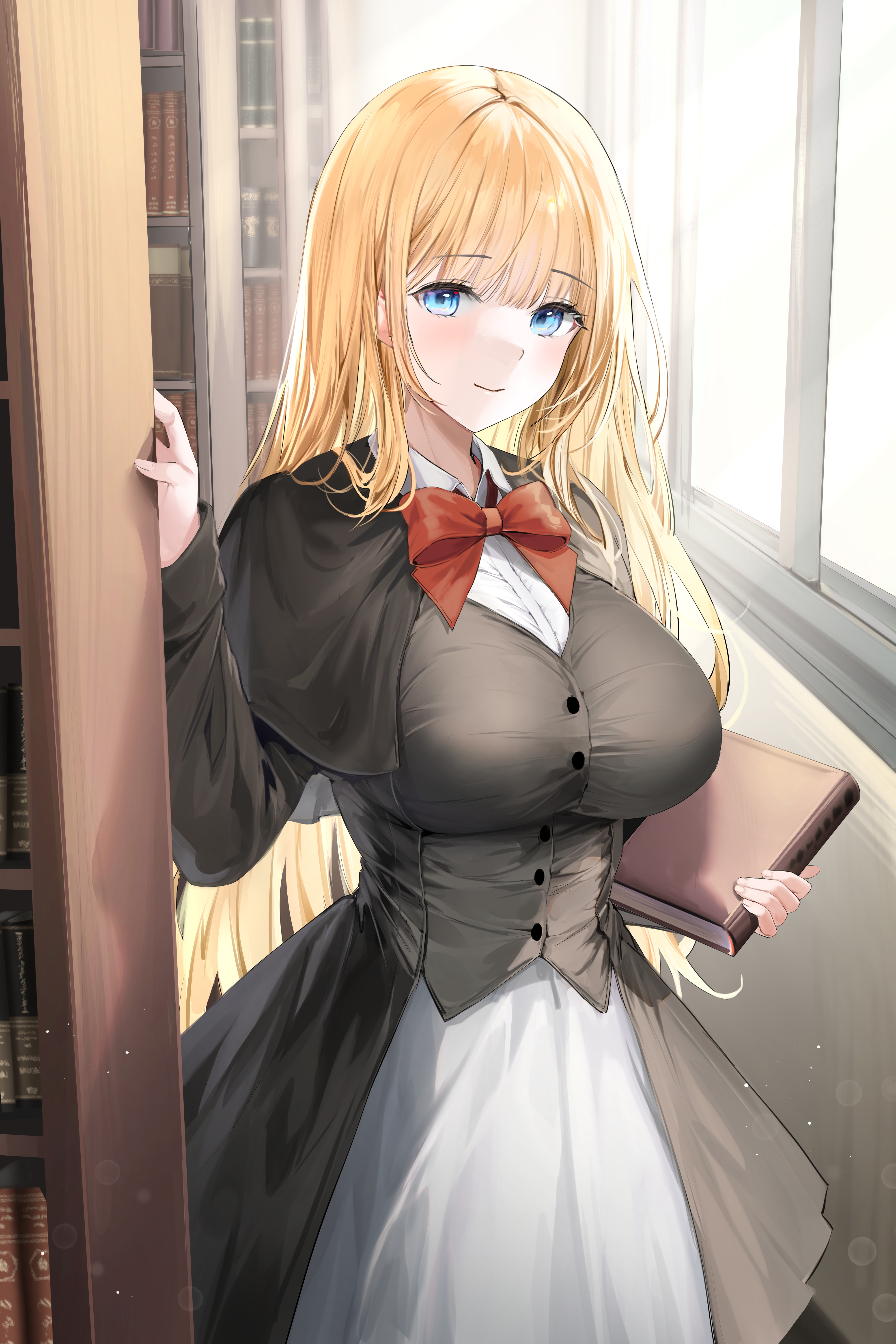 Wallpapers wallpaper beautiful anime girl blonde school uniform on the desktop