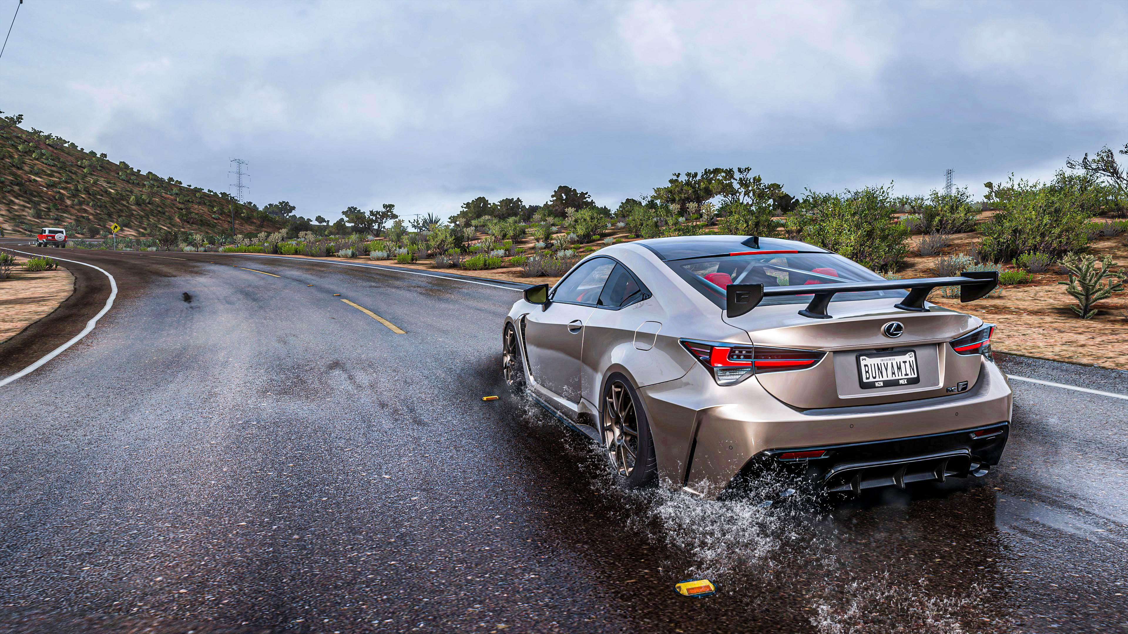 Free photo Lexus from the game Forza Horizon 5 in the rain