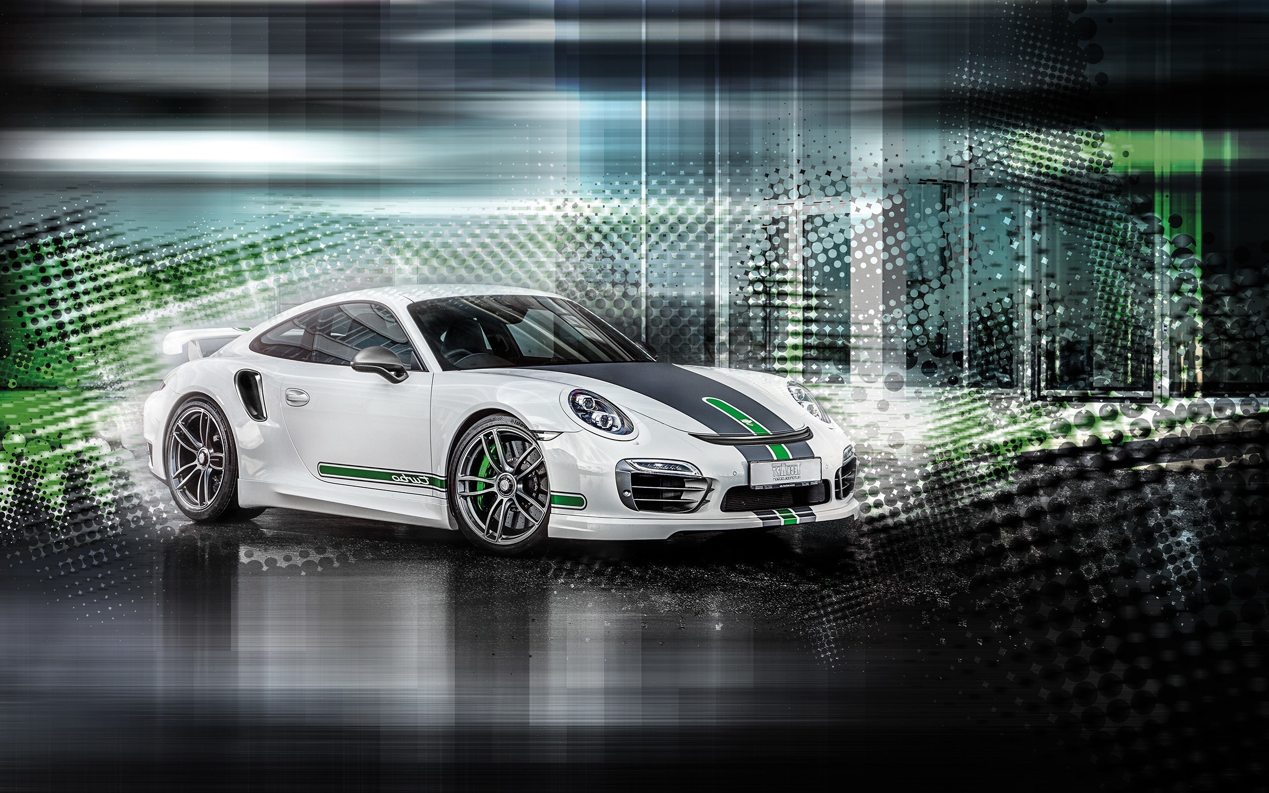 Картинка с Porsche 911 на абстрактном фоне
