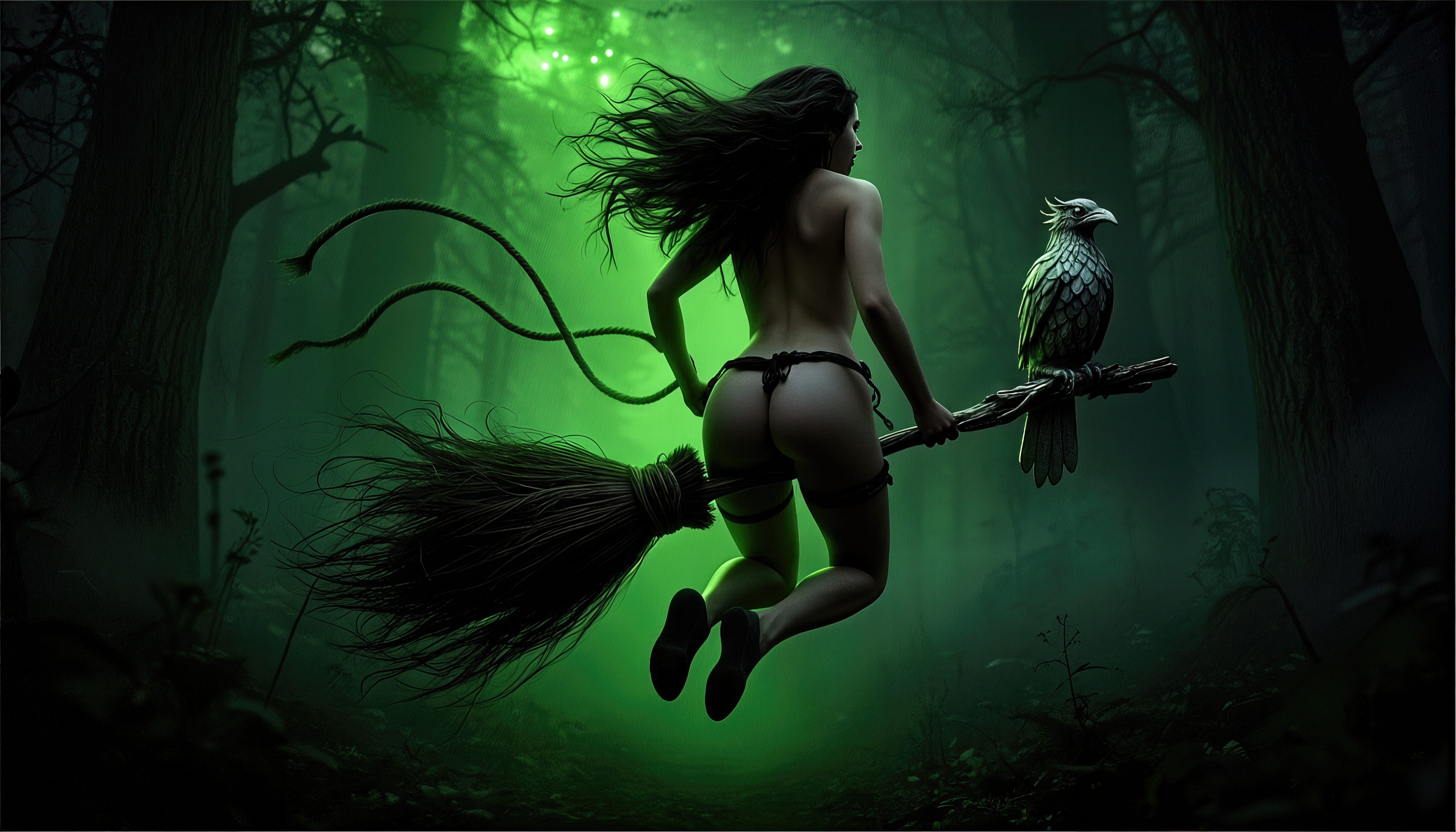 桌面上的壁纸巫婆 扫把 飞行