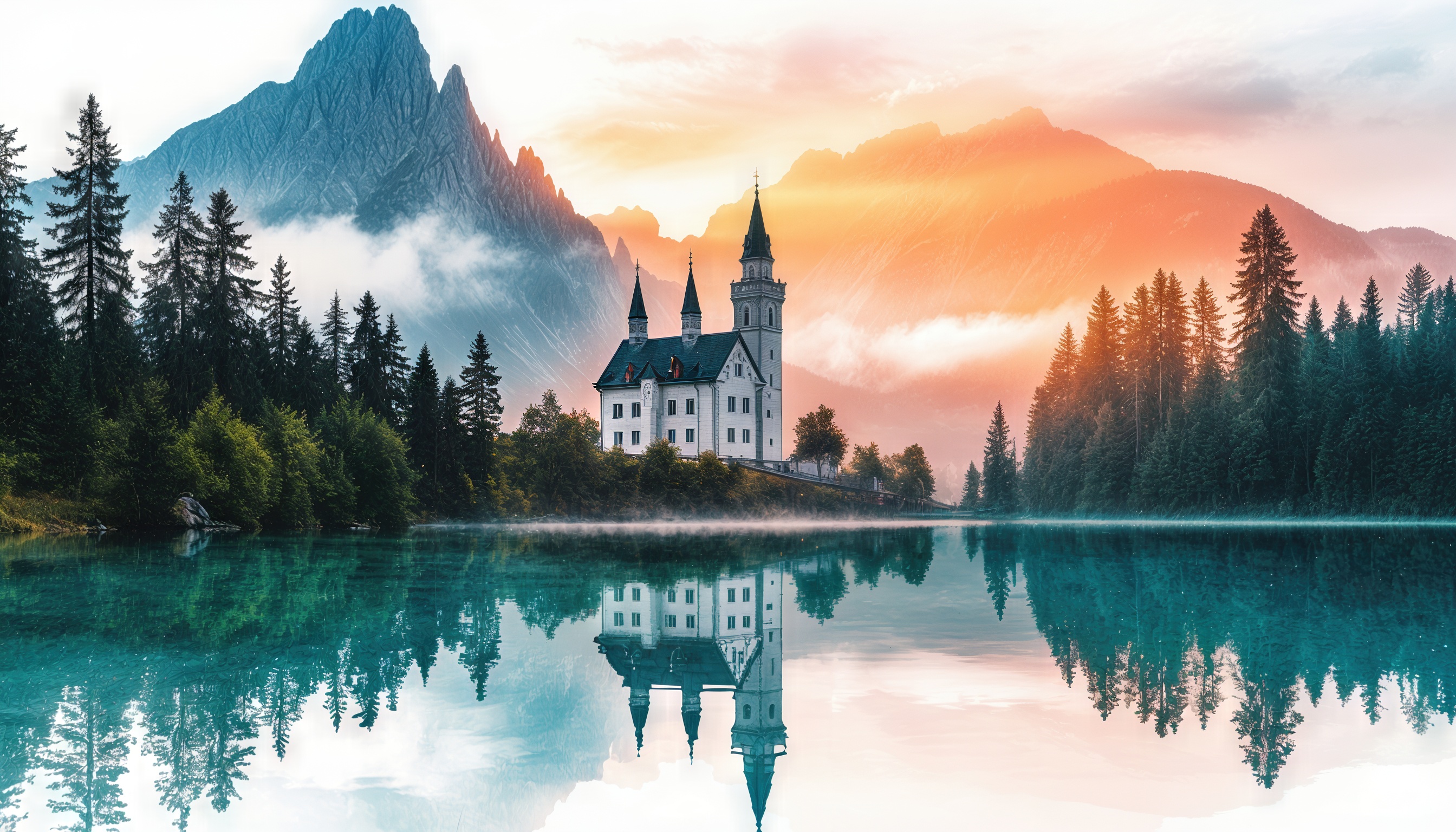 Бесплатное фото Замок Нойшванштайн в Баварии знаменит своей уникальной архитектурой, живописной природой.