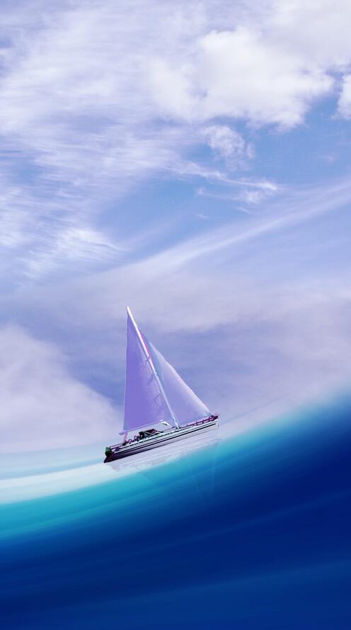 Бесплатное фото Парусник плывет по волнам