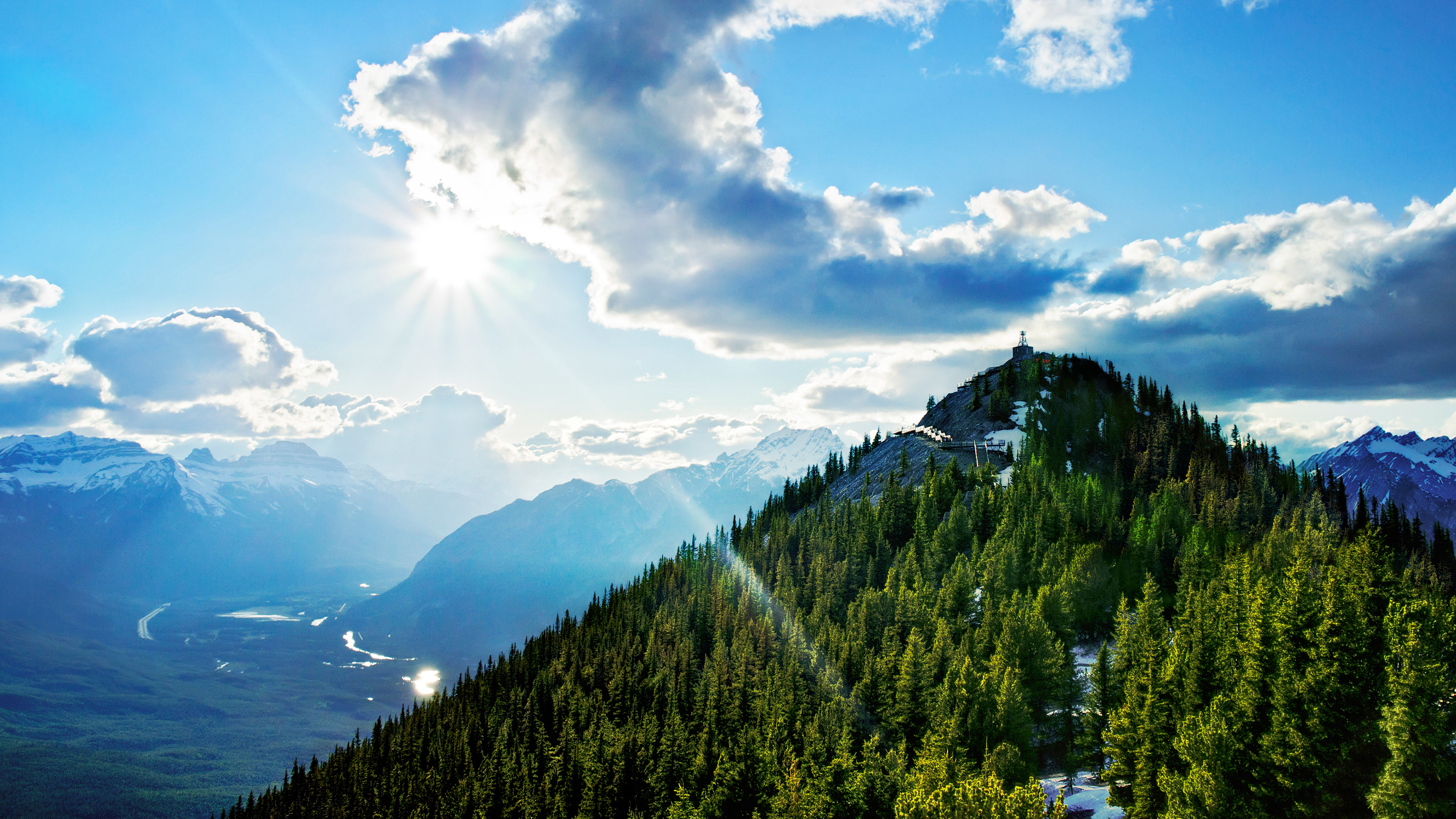 Free photo Mountains with Christmas trees on top