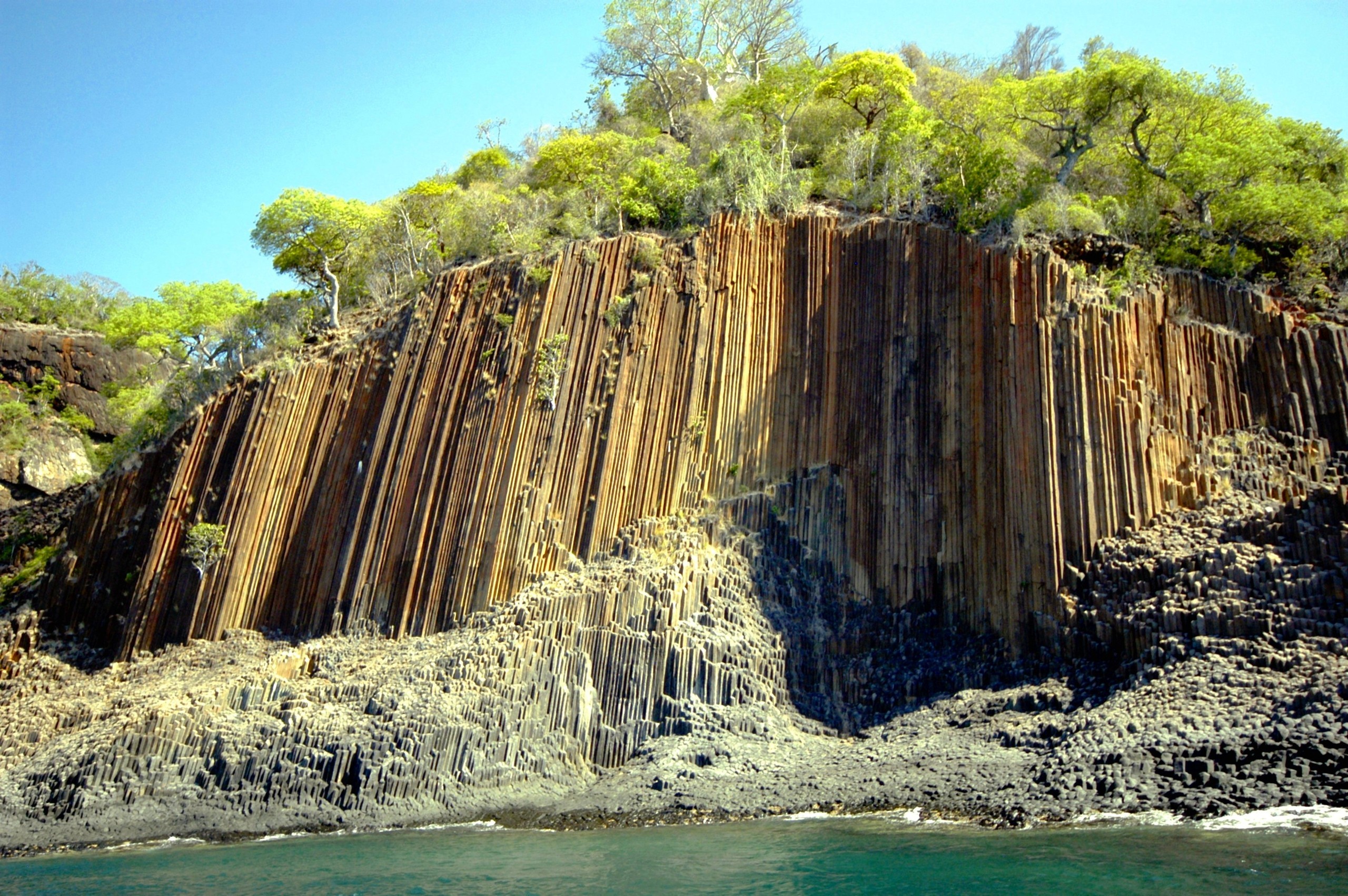 Wallpapers trees waterfall sea on the desktop