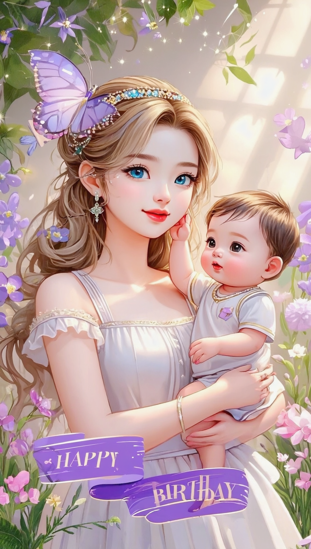 Бесплатная открытка На телефон открытка - поздравление днём рождения  голубоглазой женщины блондинки