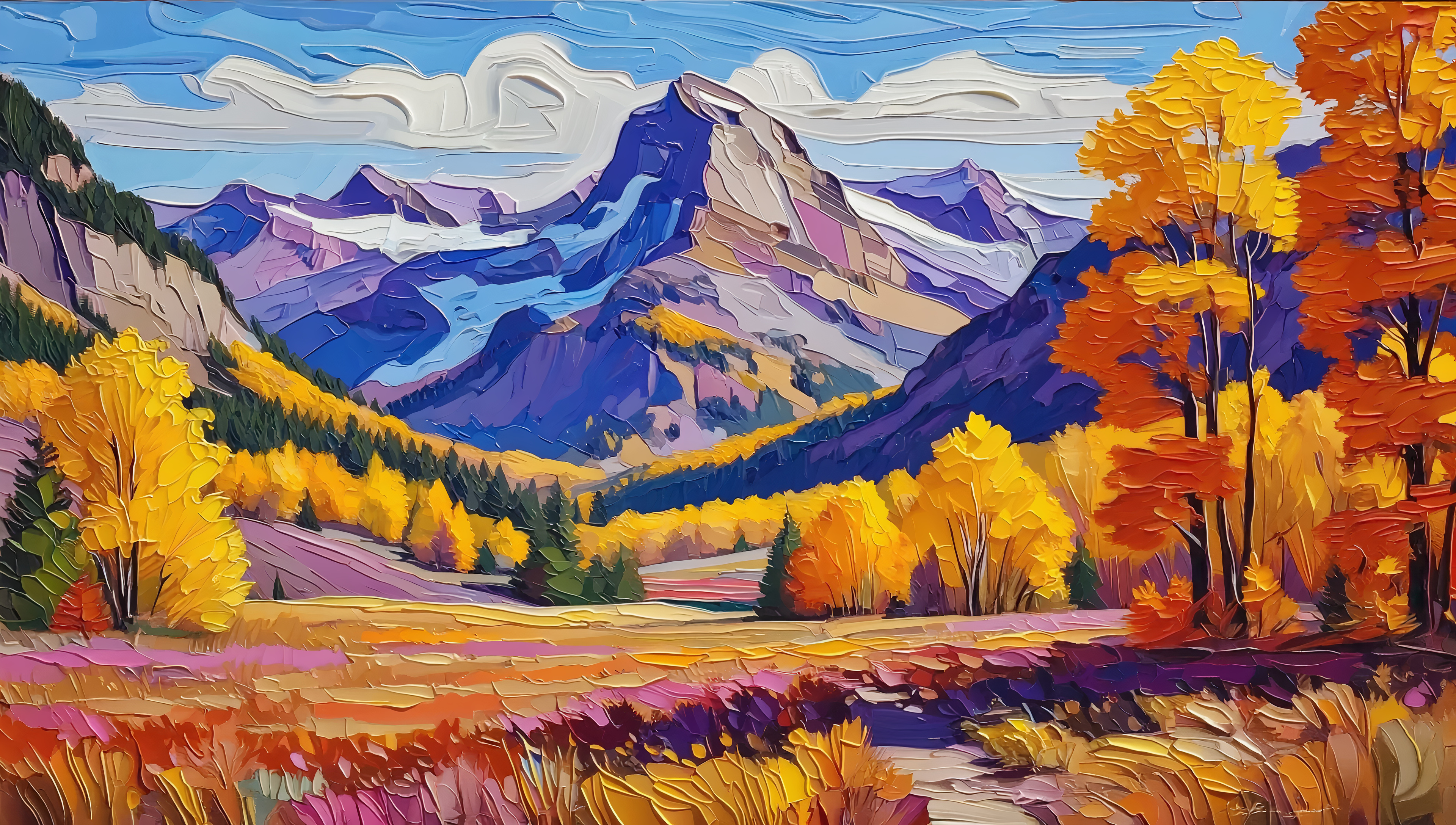 Бесплатное фото Обои на рабочий стол с видом на осенние горы