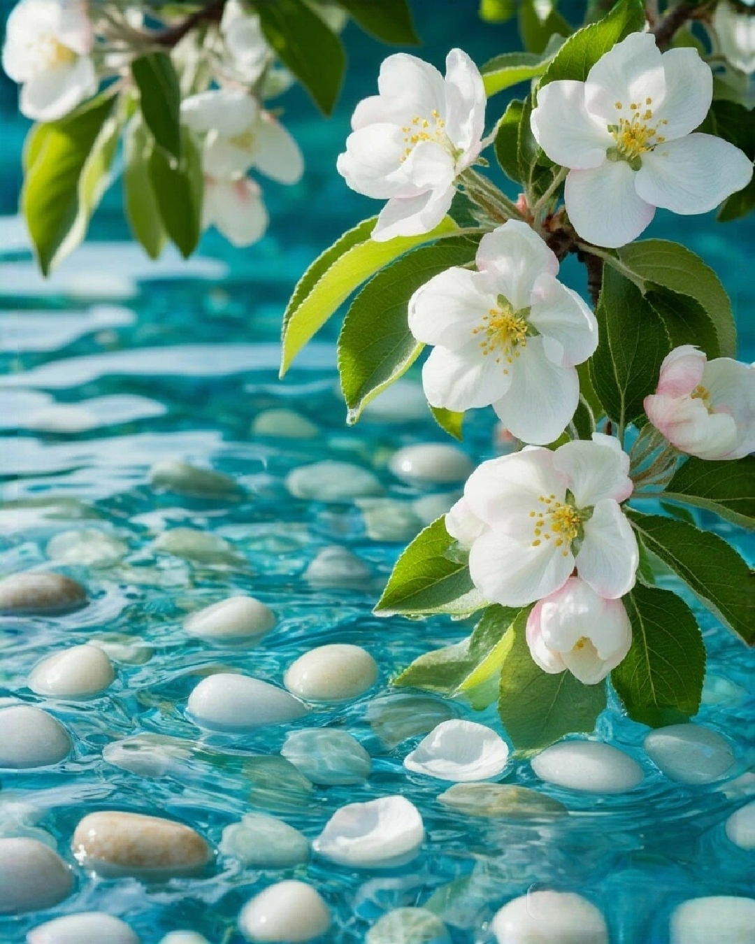Free photo Apple blossoms above the water