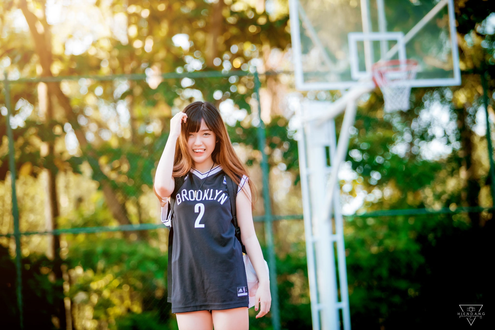Wallpapers asian fashion model basketball court on the desktop