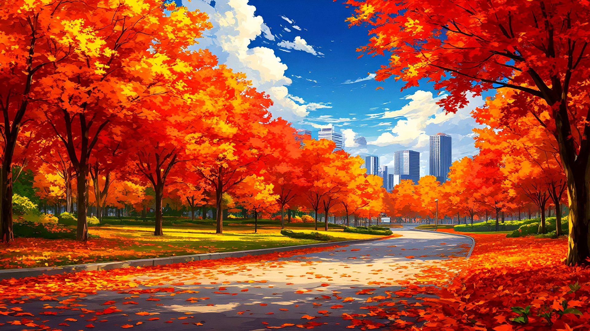 Бесплатное фото Осенний пейзаж и городской парк