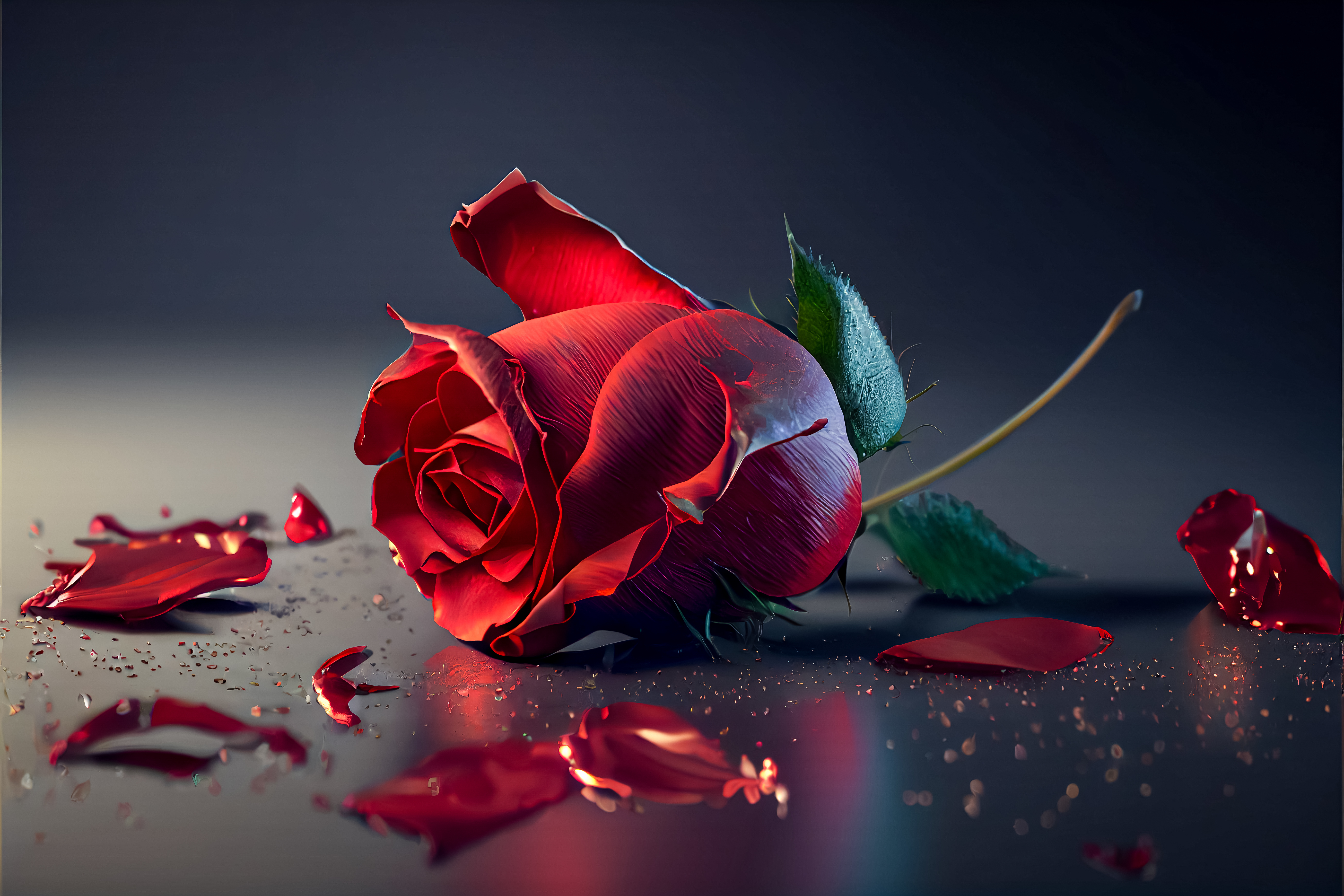 Fallen red rose
