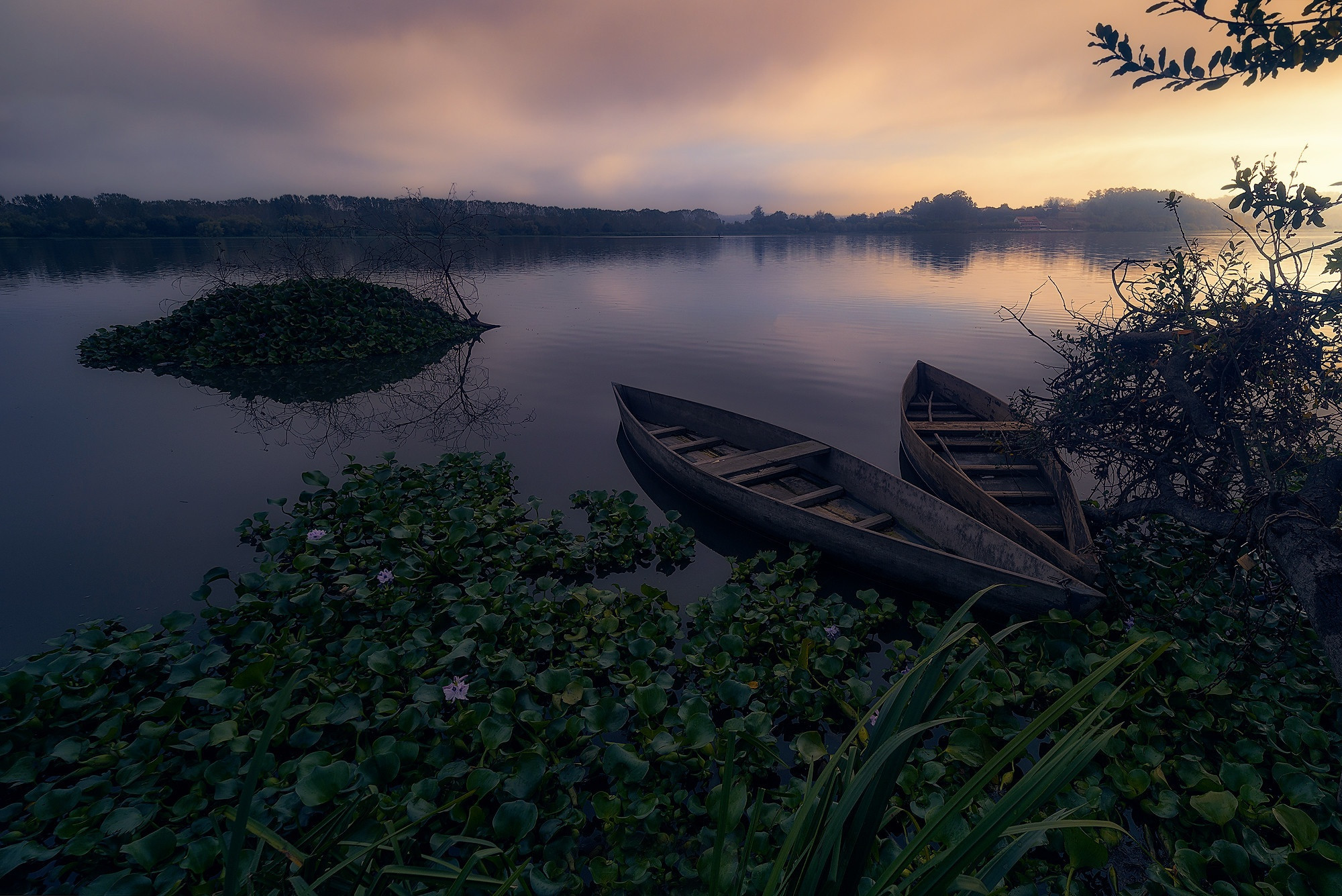 Wallpapers wallpaper river boats morning on the desktop