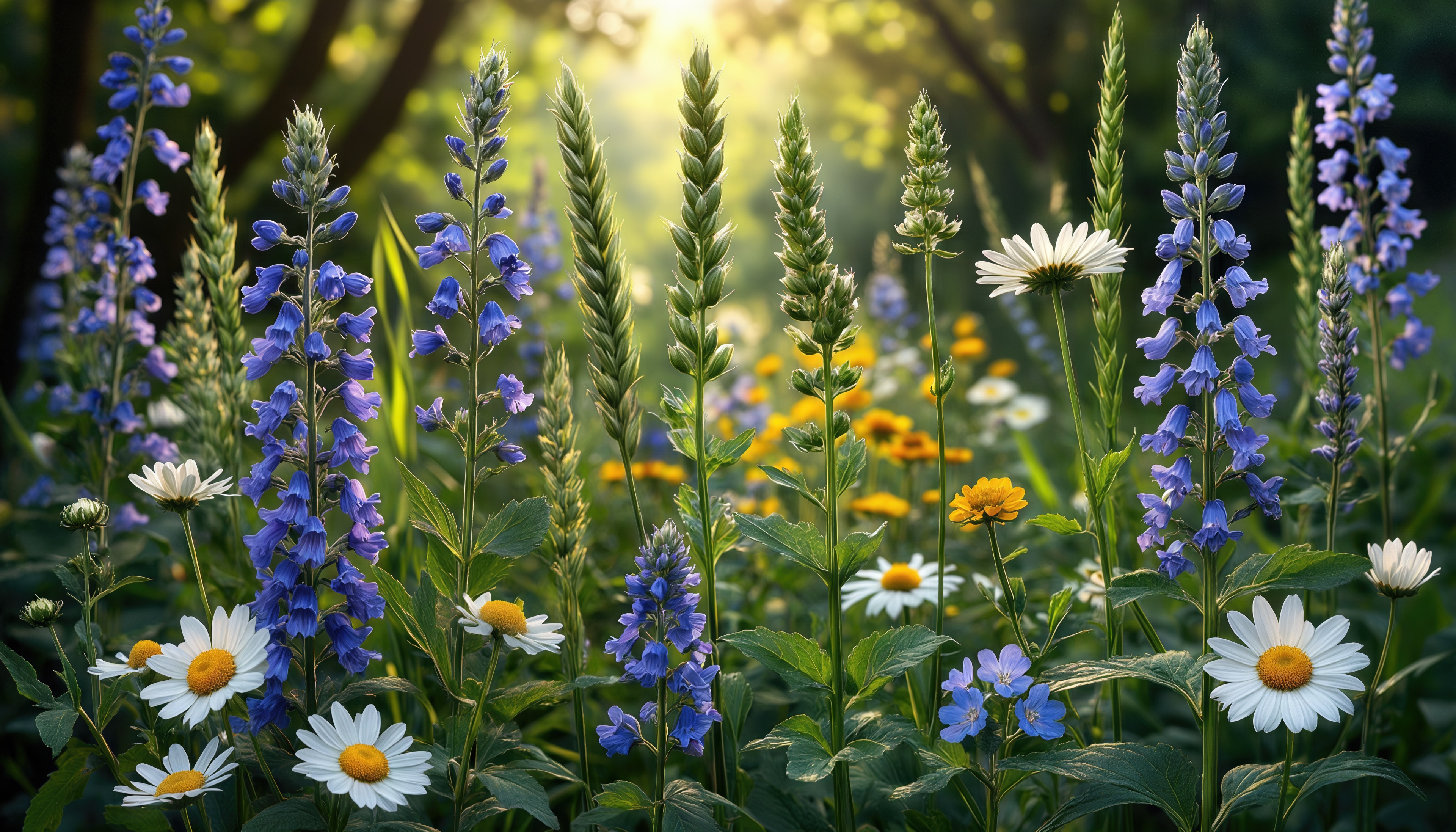 Яркая симфония полевых цветов на залитом солнцем лугу.