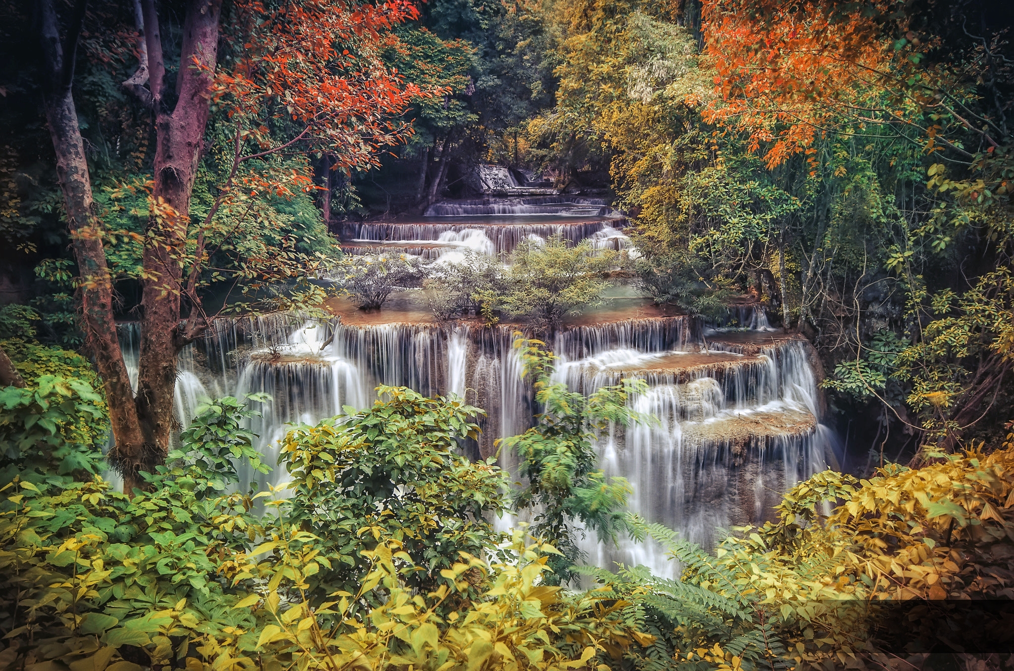 Wallpapers Kanchanaburi Province waterfall Thailand on the desktop