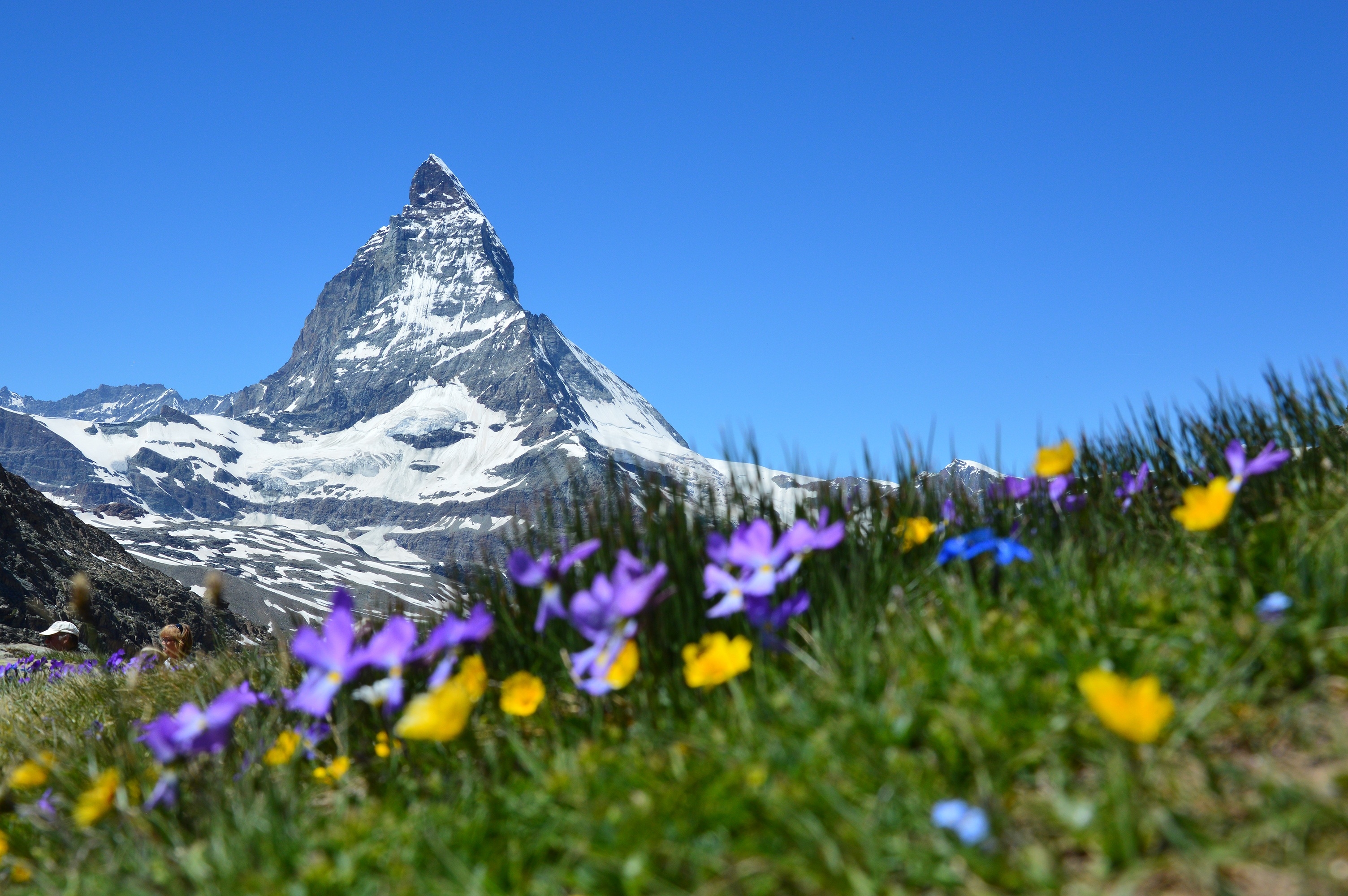 Free photo A lonely mountain with snow on the slopes