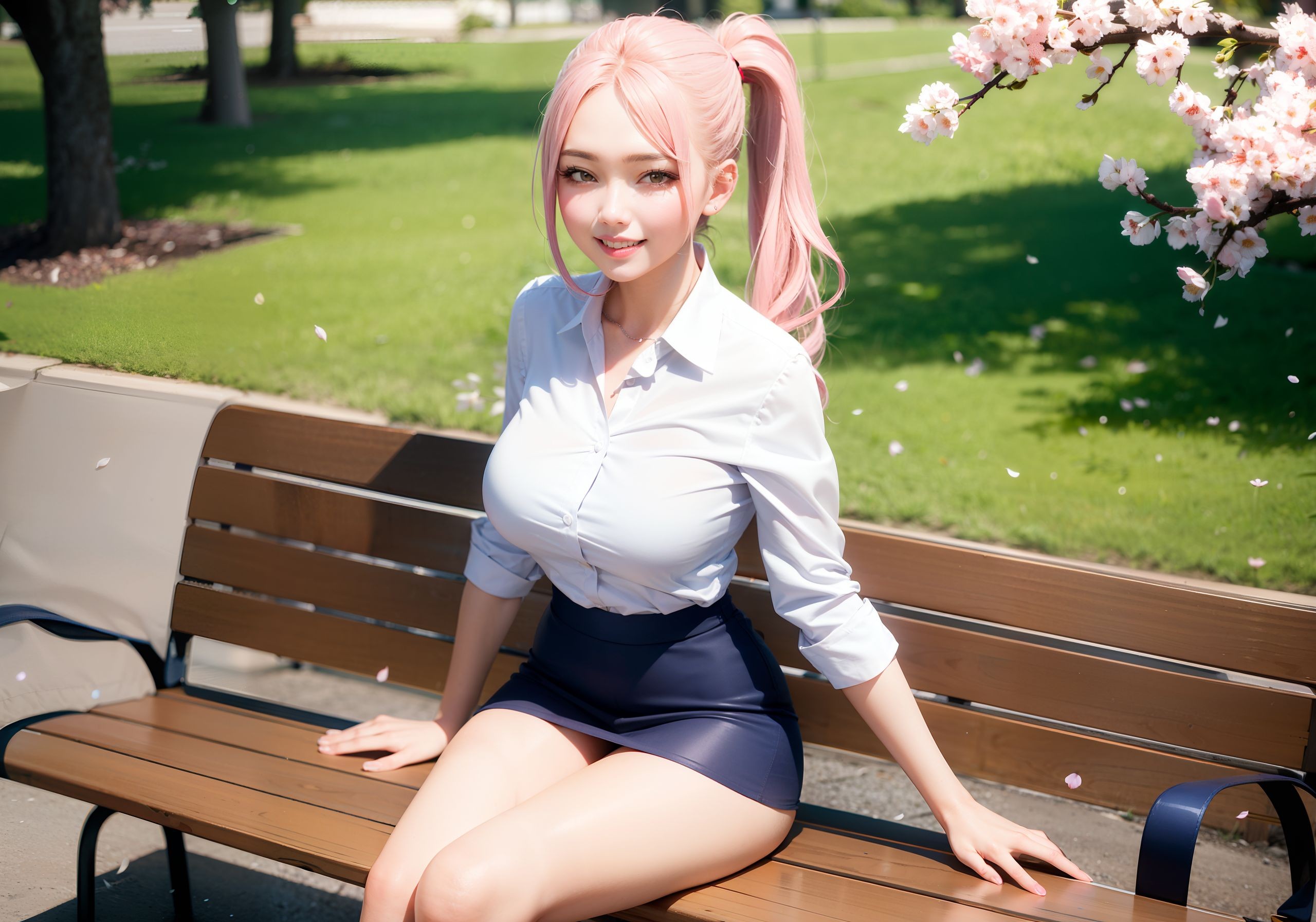 Free photo Asian girl with ponytails in a school uniform